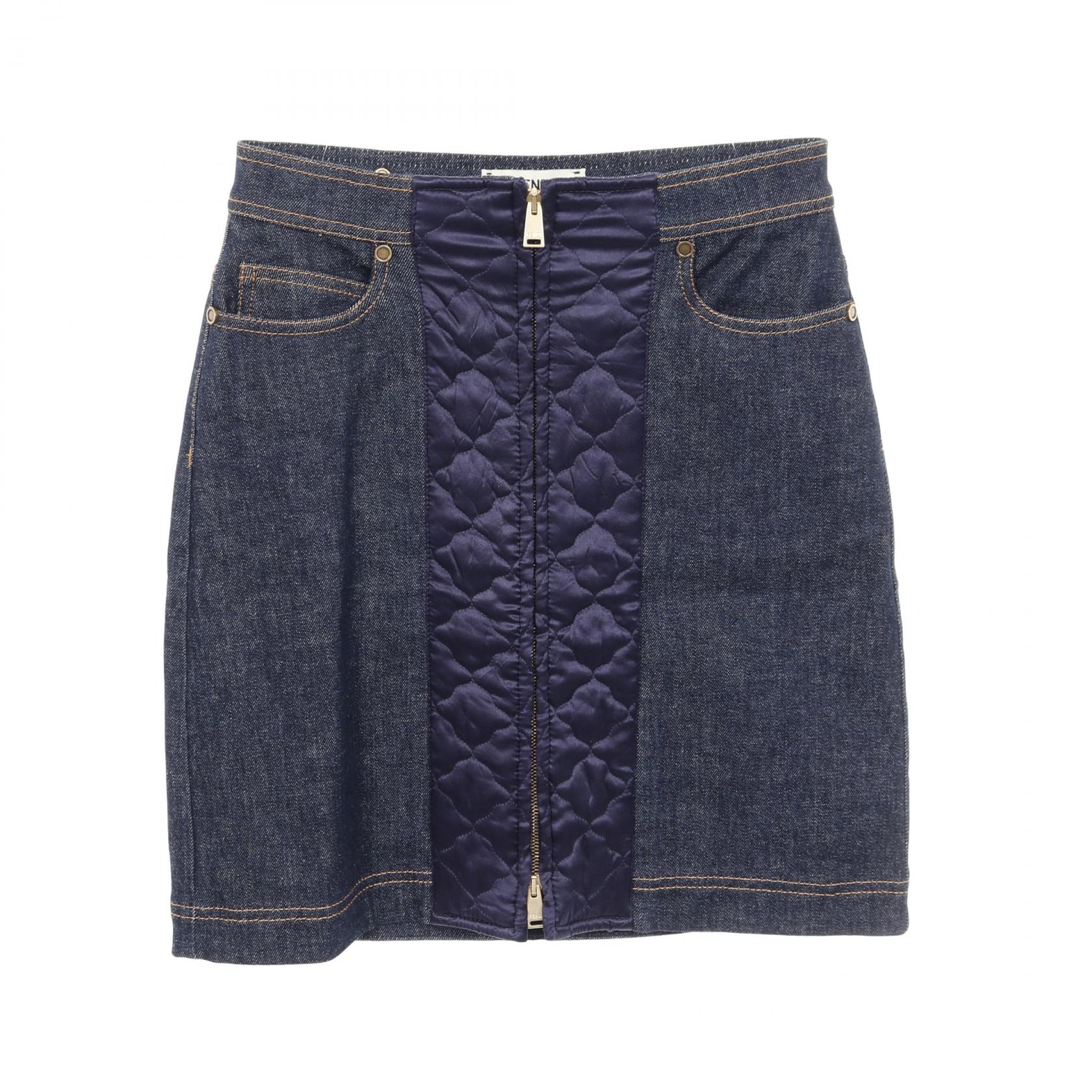 【2千円OFFクーポン対象】フェンディ FENDI スカート 衣料品 ボトムス コットン レディース ネイビー系 【中古】