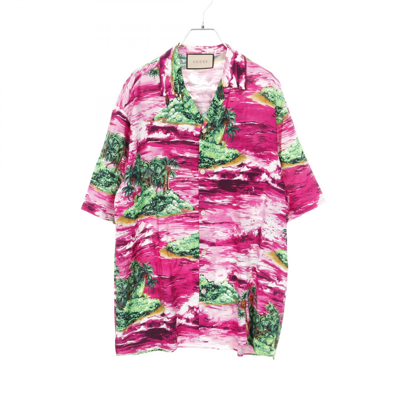 【ポイント5倍｜4/18 0:00～4/20 23:59】グッチ GUCCI Love Parade アロハ 衣料品 トップス レーヨン メンズ ピンク系 / マルチカラー 694124 【中古】
