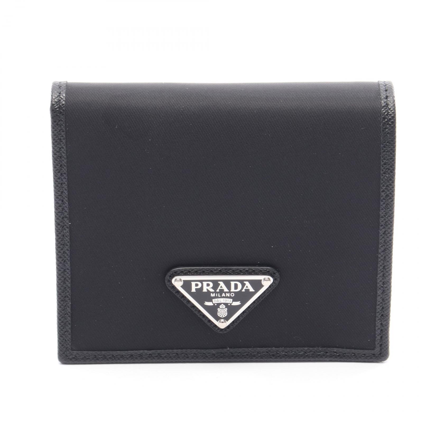 ≪5％OFFクーポン対象＆まとめ買い10%OFF≫プラダ PRADA 札入れ 財布 ナイロン レザー メンズ ブラック系 2MO0042DMHF0002 【新品】