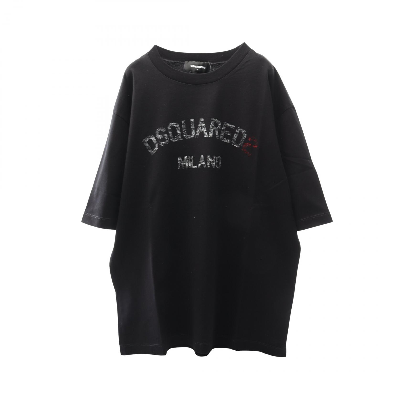 ≪5％OFFクーポン対象＆まとめ買い10%OFF≫ディースクエアード DSQUARED2 カットソー 衣料品 トップス コットン メンズ ブラック系 S74GD1399D20020900M 【新品】