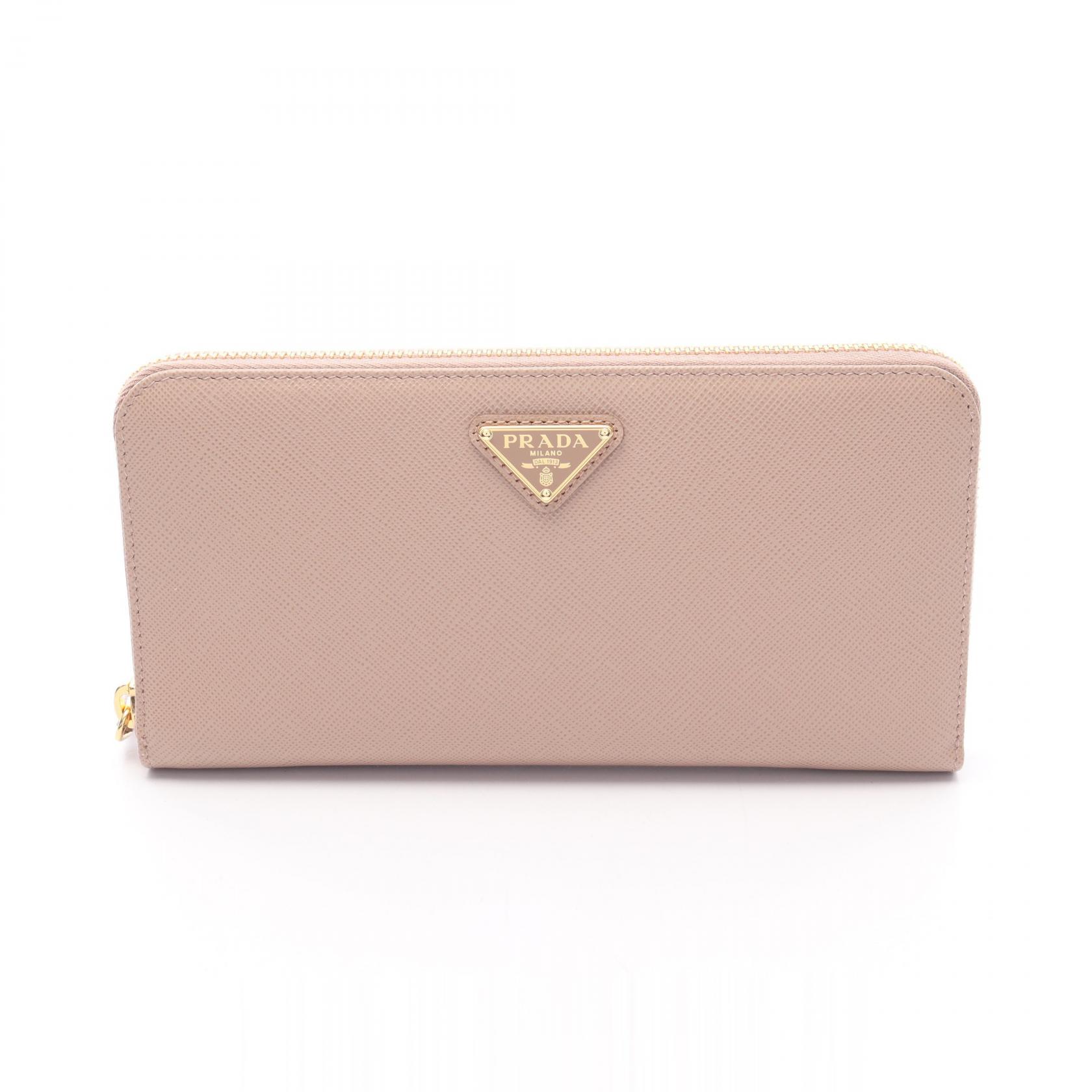 美品✨PRADA サフィアーノ　ブラウン　財布　ユニセックス　ナイロン　革 PRADA プラダ 1MH132 QHH F068Z FUOCO/レッド SAFFIANO TRIANG