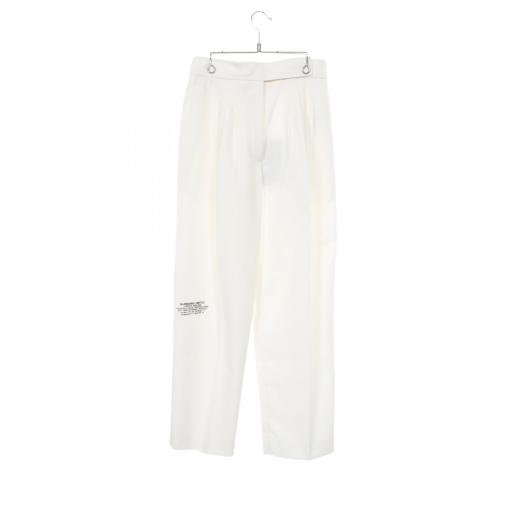 ≪5％OFFクーポン対象＆まとめ買い10%OFF≫バーバリー BURBERRY ロケーションプリント トラウザーズ パンツ 衣料品 ボトムス ウール ポリエステル レディース ホワイト系 8024476 【中古】 18,900円