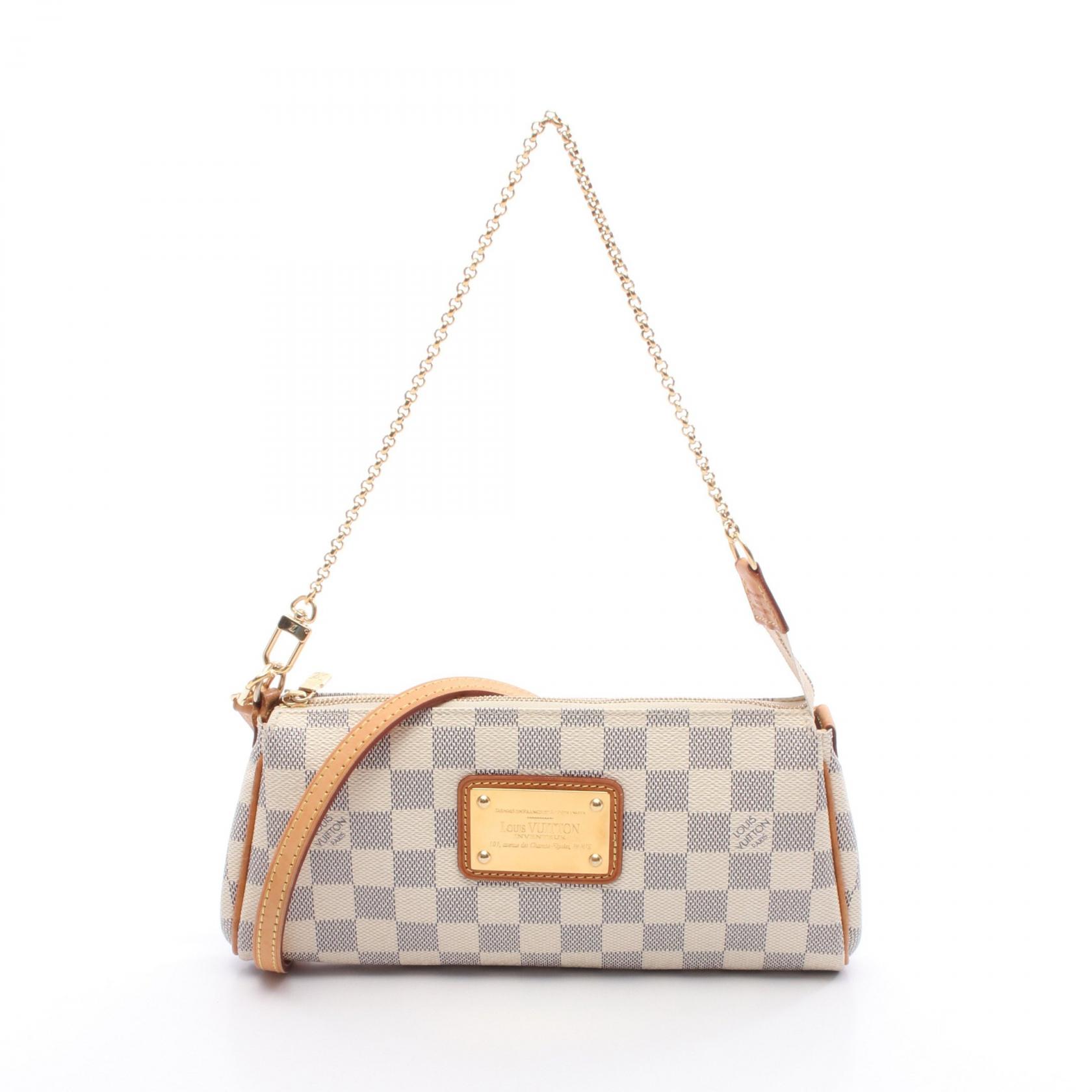 ルイ・ヴィトン LOUIS VUITTON エヴァ ハンドバッグ バッグ PVCコーティングキャンバス レザー ダミエ・アズール レディース ホワイト系 N55214 【中古】