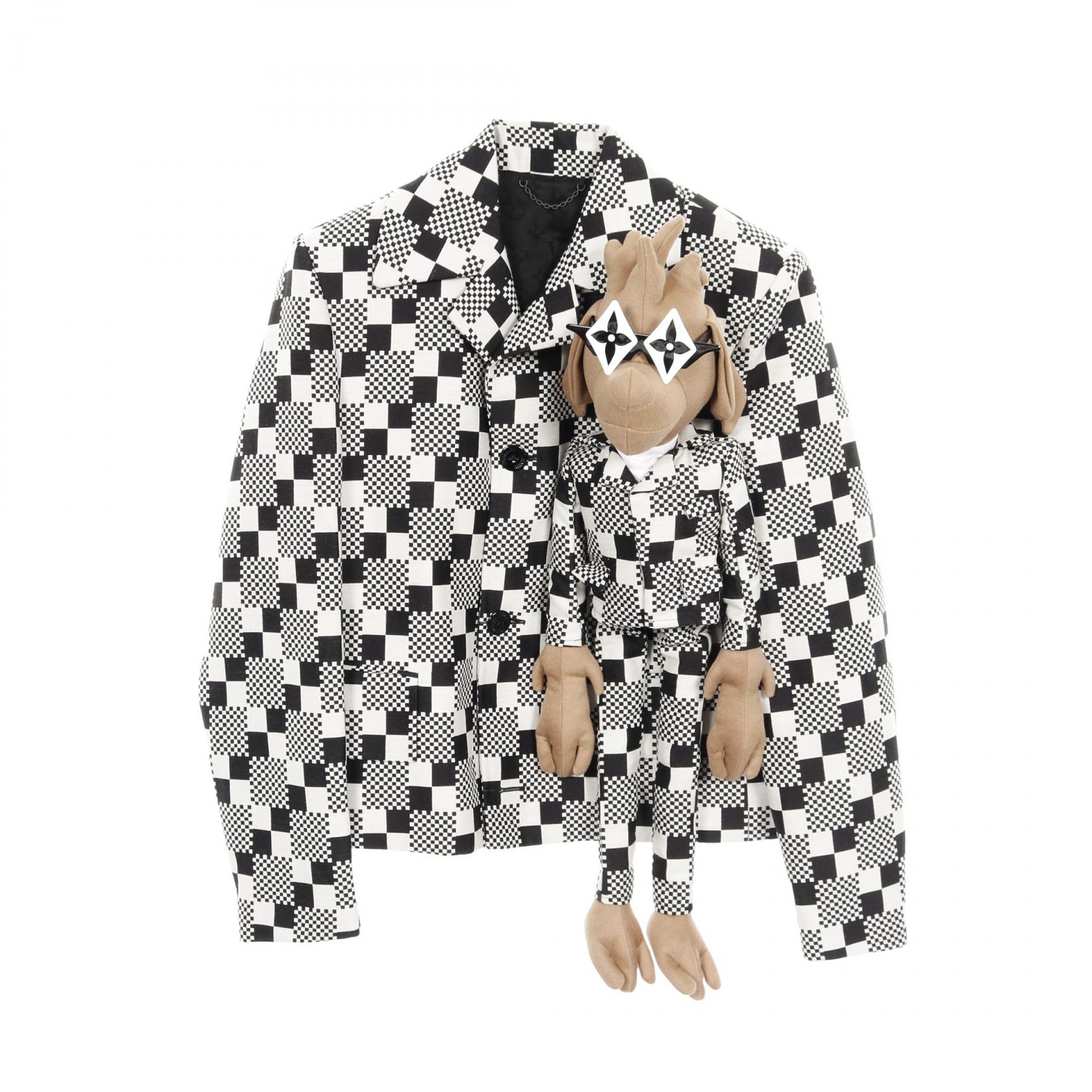 【3万円OFFクーポン対象】ルイ・ヴィトン LOUIS VUITTON LVフレンド ドッグ パペット ダミエ 衣料品 アウター ウール メンズ ブラック系 / ホワイト系 / ブラウン系 【中古】