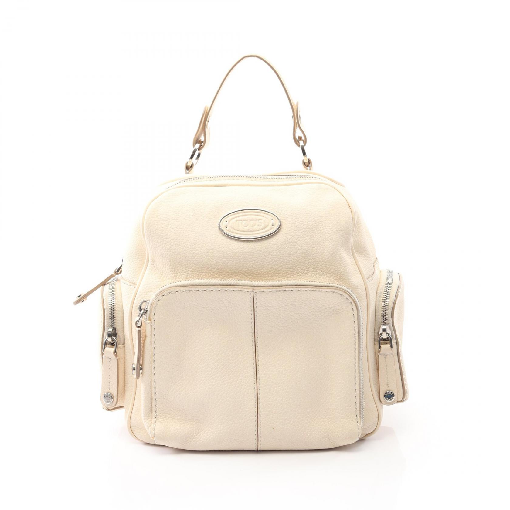 ≪5％OFFクーポン対象＆まとめ買い10%OFF≫トッズ TOD'S リュックサック バックパック バッグ レザー レディース ホワイト系 【中古】