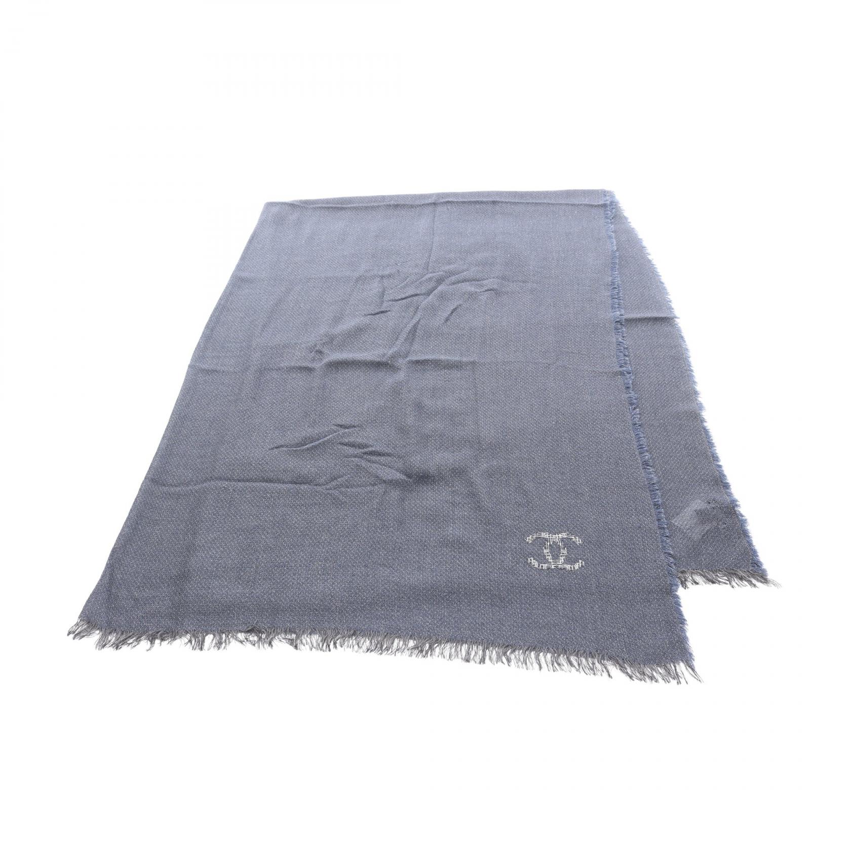 【ポイント5倍｜4/18 0:00～4/20 23:59】シャネル CHANEL ココマーク ストール 衣料品 シルク カシミヤ レディース ネイビー系 【中古】