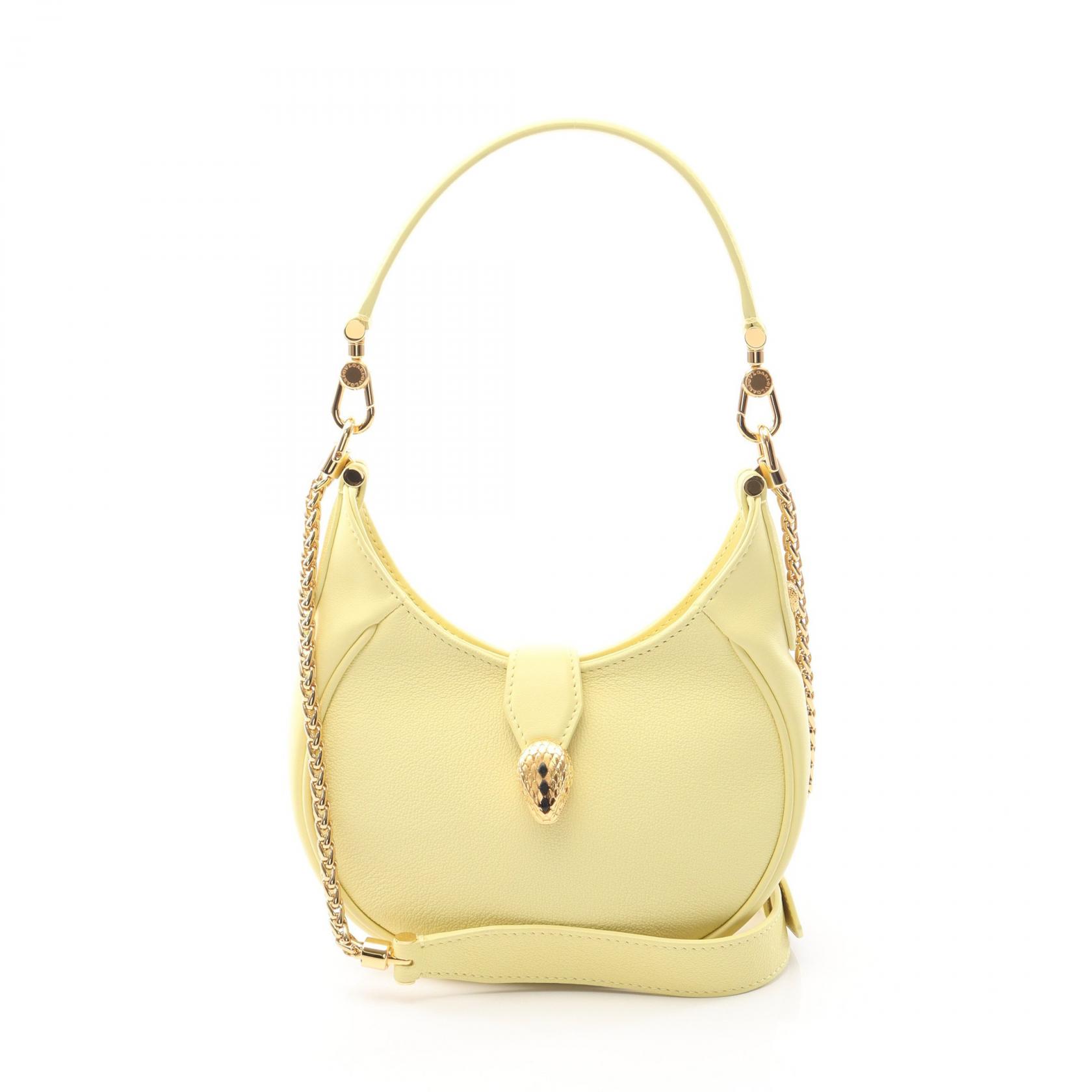 ≪5％OFFクーポン対象＆まとめ買い10%OFF≫ブルガリ BVLGARI セルペンティ エリプス ハンドバッグ バッグ レザー レディース イエロー系 【中古】