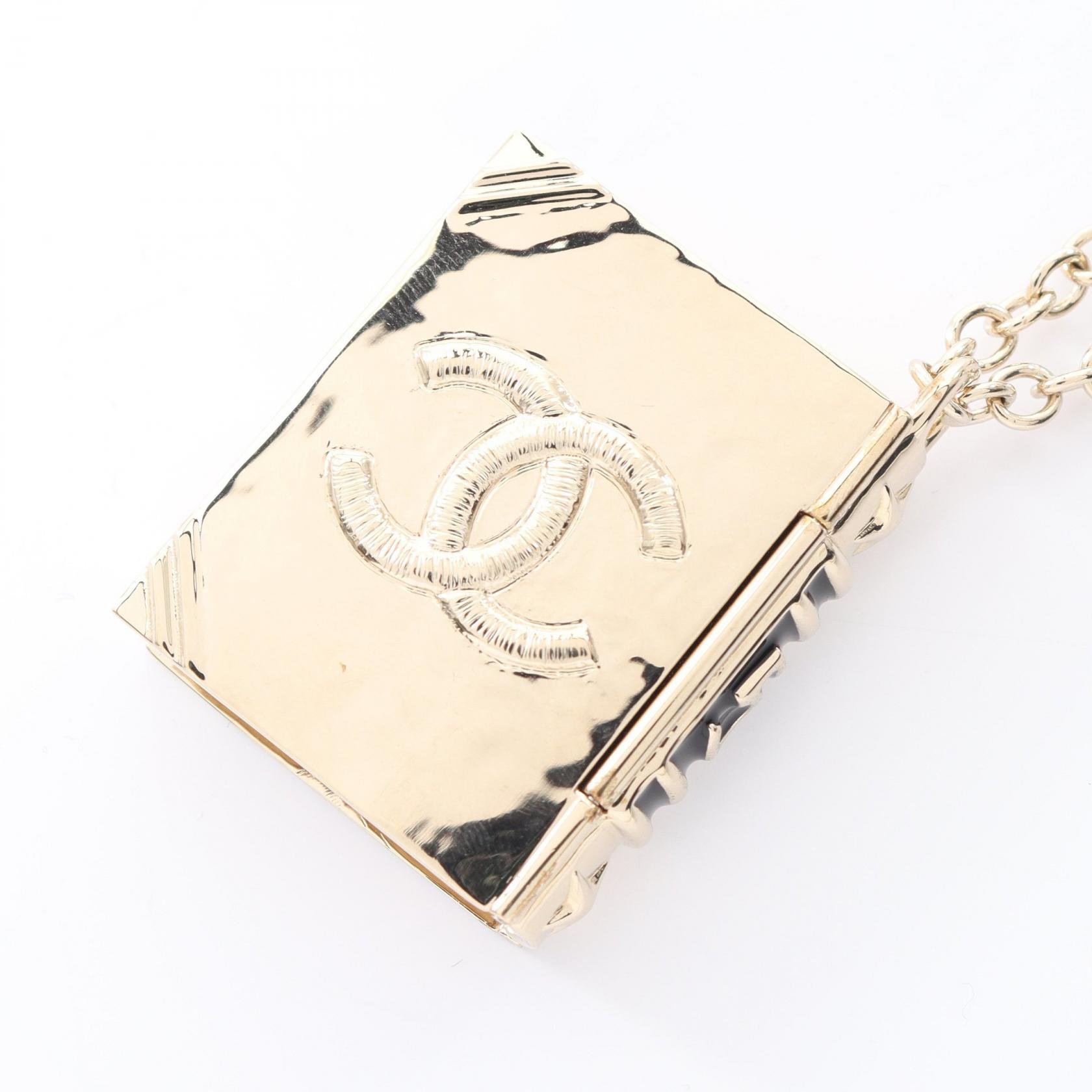 【5千円OFFクーポン対象】シャネル CHANEL ココマーク ブックモチーフ ネックレス ジュエリー GP（ゴールドメッキ） レディース ゴールド系 / ブラック系 【中古】