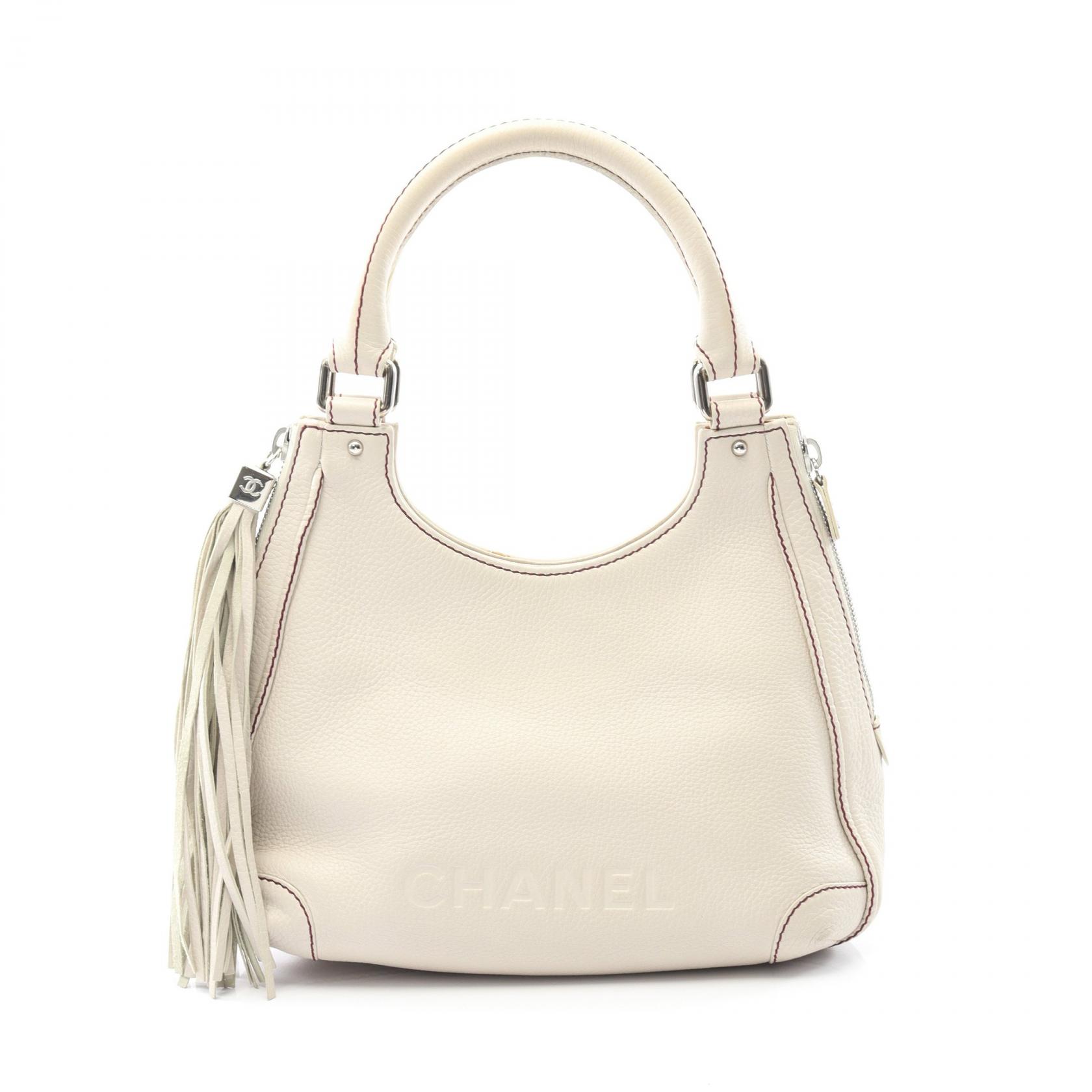 美品　シャネル　レザー　フリンジ　タッセル　ハンドバッグ　ベージュ 楽天市場】CHANEL シャネル ロゴ フリンジ タッセル ハンドバッグ ミニ