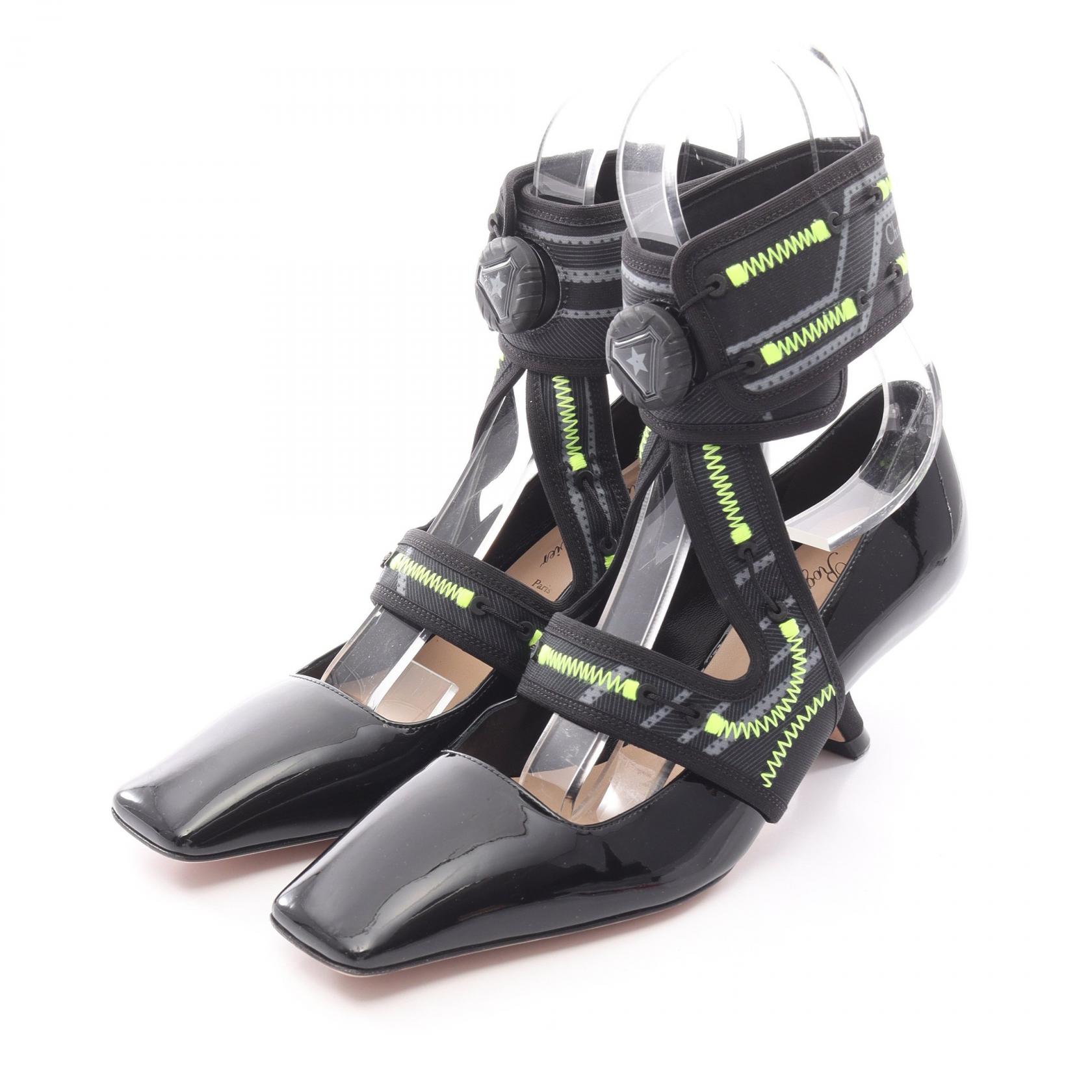 【ポイント5倍|4/18 0:00~4/20 23:59】ディオール Dior Christian Dior × Roger Vivier 62-22 パンプス 靴 パテントレザー ファブリック レディース ブラック系 / グリーン系 【中古】