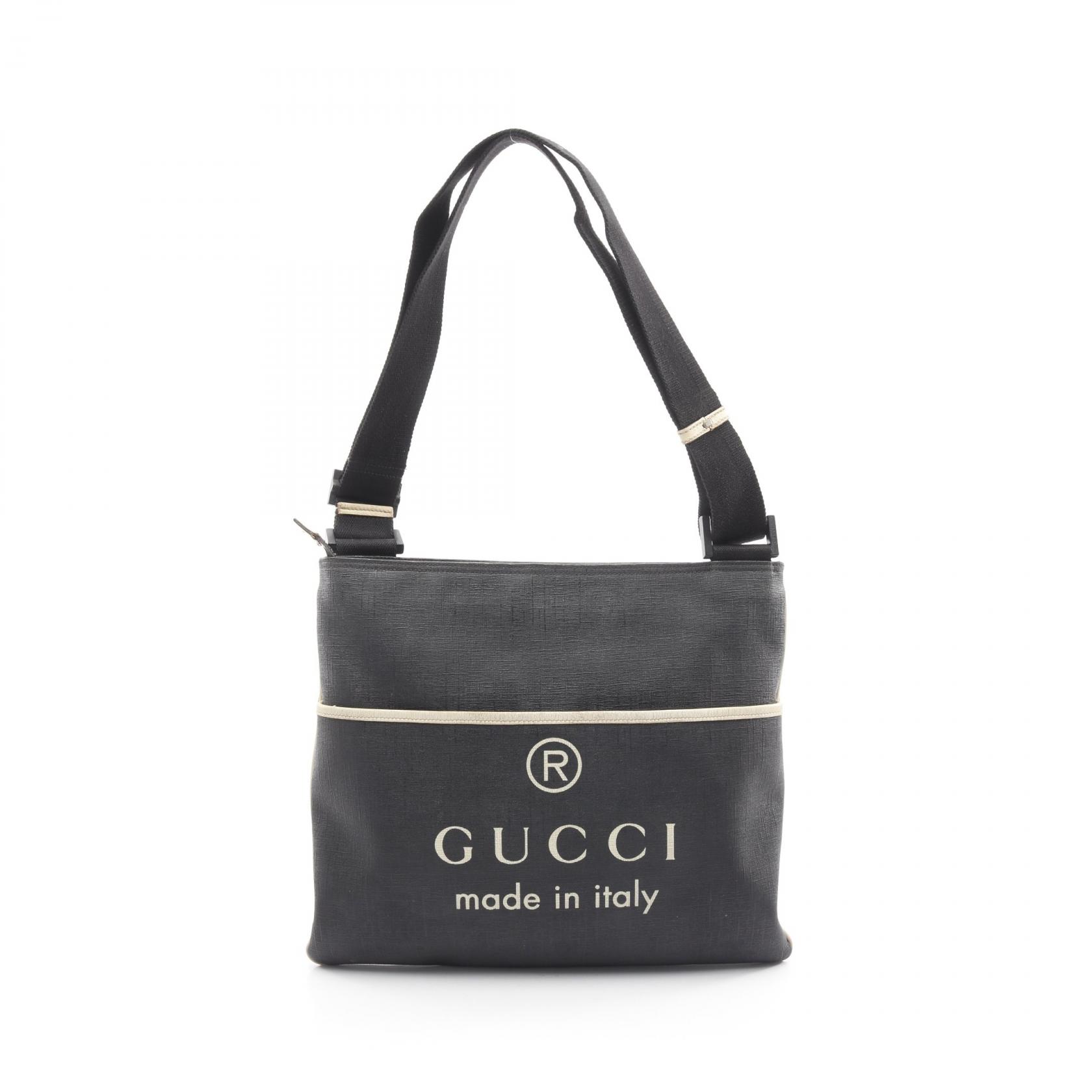 【ポイント5倍｜4/18 0:00～4/20 23:59】グッチ GUCCI メッセンジャーバッグ ショルダーバッグ ショルダーバッグ バッグ PVCコーティングキャンバス レザー メンズ レディース グレー系 / ホワイト系 162904 【中古】
