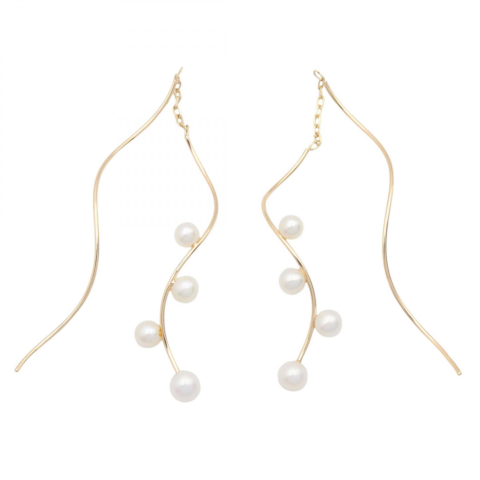 楽天市場】ジュエリーマキ パール/真珠 フリルピアス/K18YG/750-0.7g