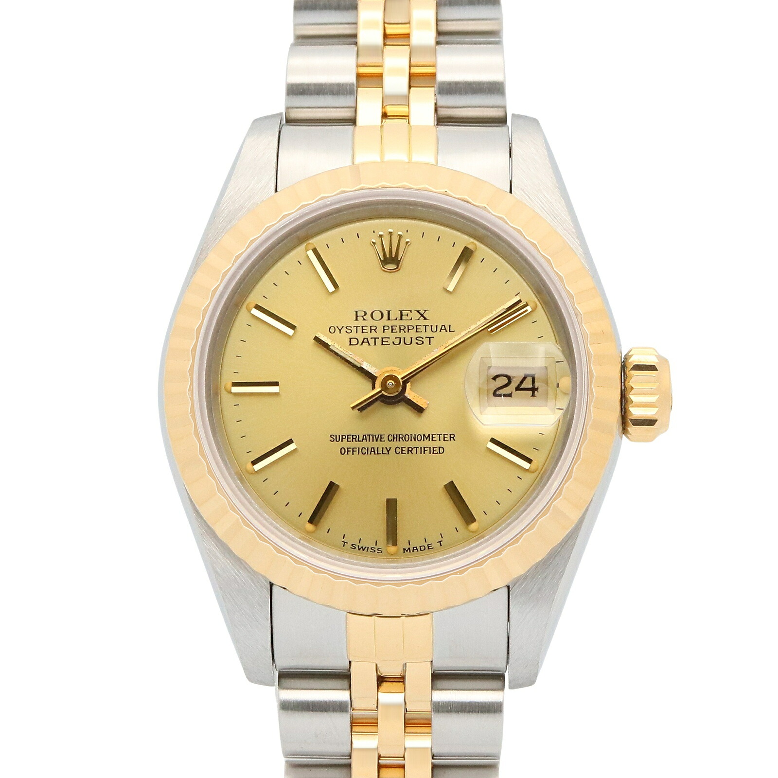 ≪5％OFFクーポン対象＆まとめ買い10%OFF≫ロレックス ROLEX デイトジャスト 92番 腕時計 時計 K18（イエローゴールド） ステンレススチール レディース ゴールド系 シャンパン/バー 69173 【中古】