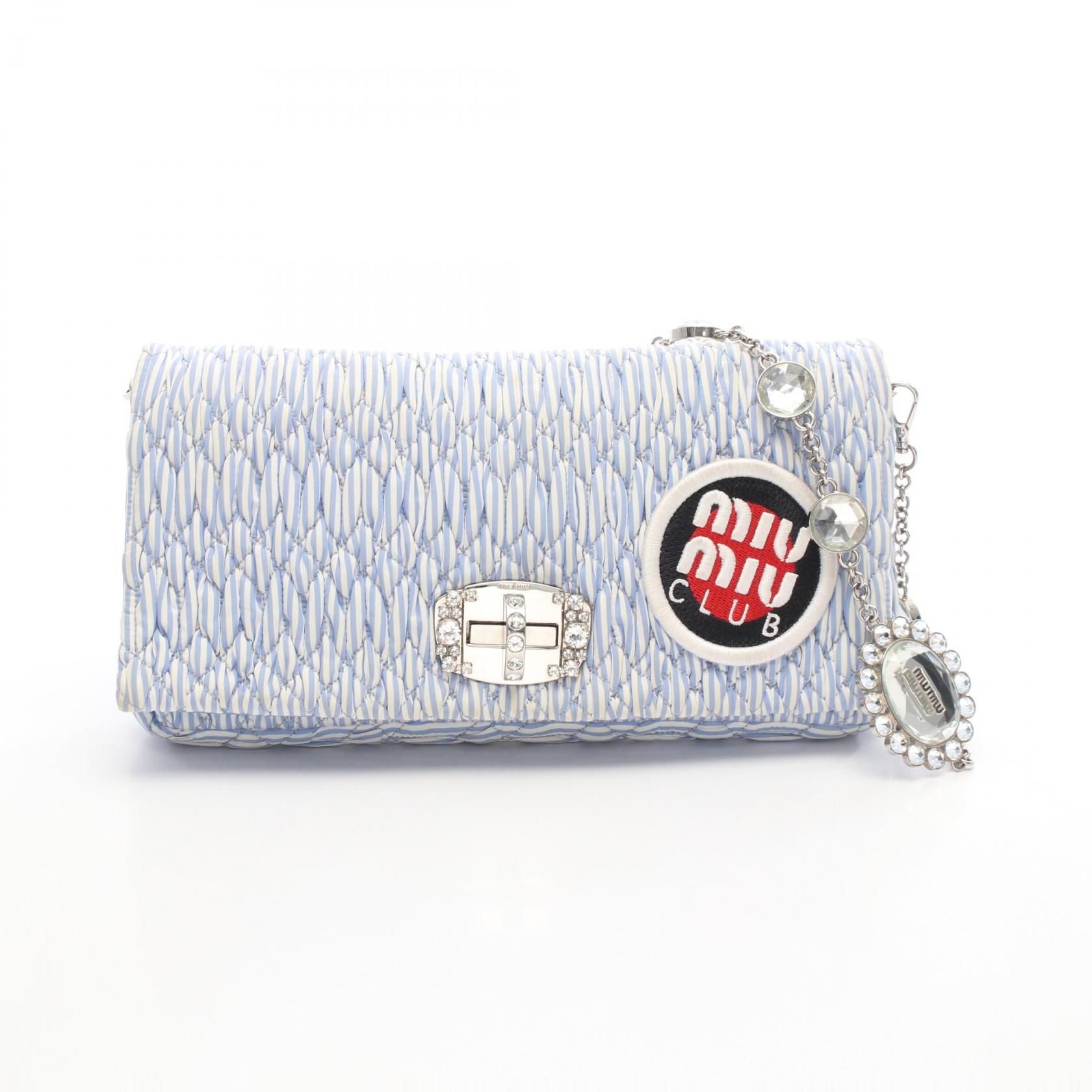 ≪5％OFFクーポン対象＆まとめ買い10%OFF≫ミュウ ミュウ Miu Miu miu miu CLUB マテラッセ ショルダーバッグ バッグ ファブリック レディース ブルー系 【中古】