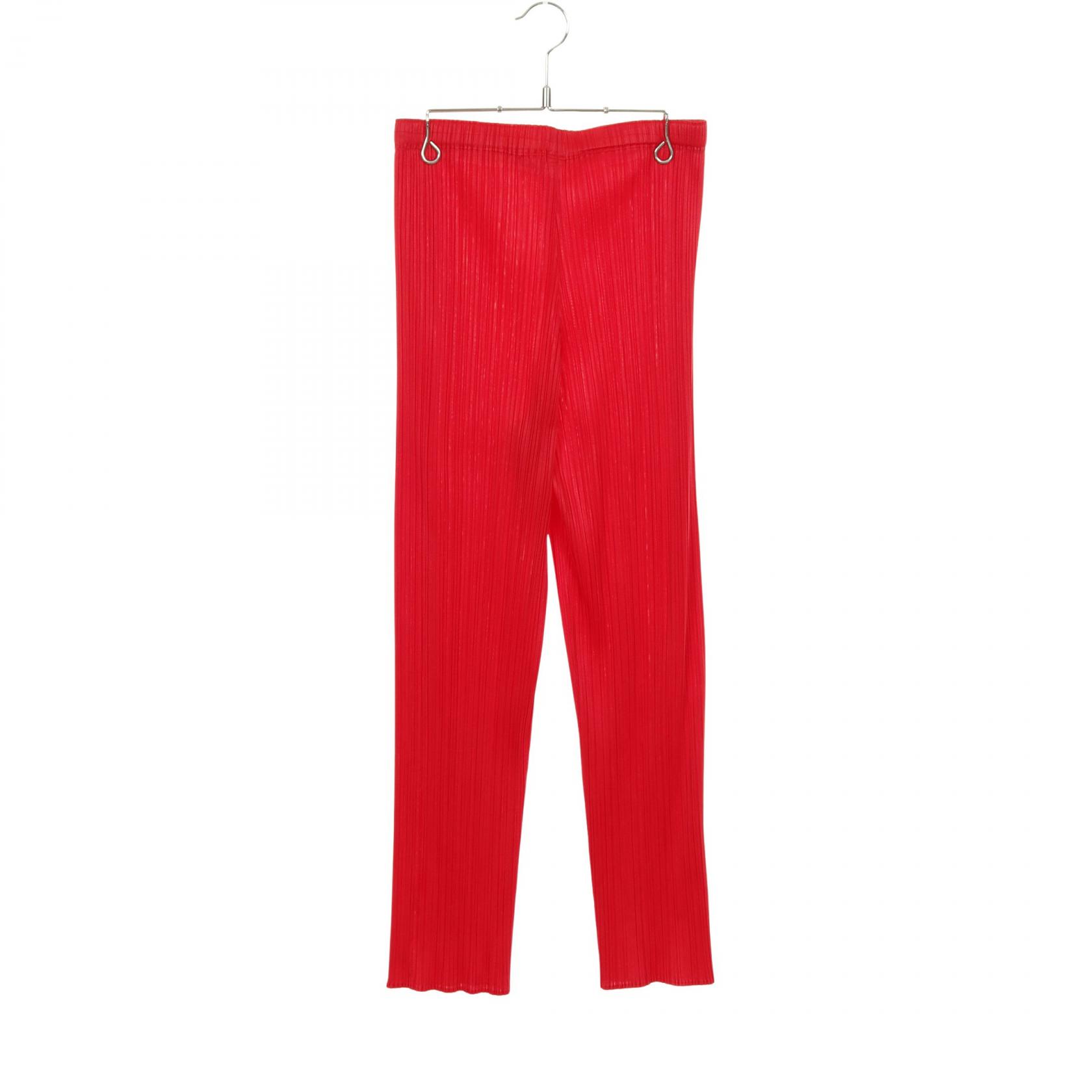プリーツプリーズ PLEATS PLEASE プリーツ パンツ 衣料品 ボトムス ポリエステル レディース レッド系 PP04-JF609 【中古】