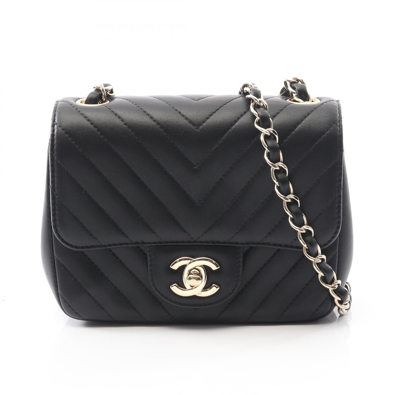 ≪5%OFFクーポン&まとめ買い10% ~7/26 9:59〆≫シャネル CHANEL シェブロン Vステッチ ショルダーバッグ バッグ ラムスキン(羊革) レディース ブラック系 A35200 【中古】|BRANDOFF TOKYO