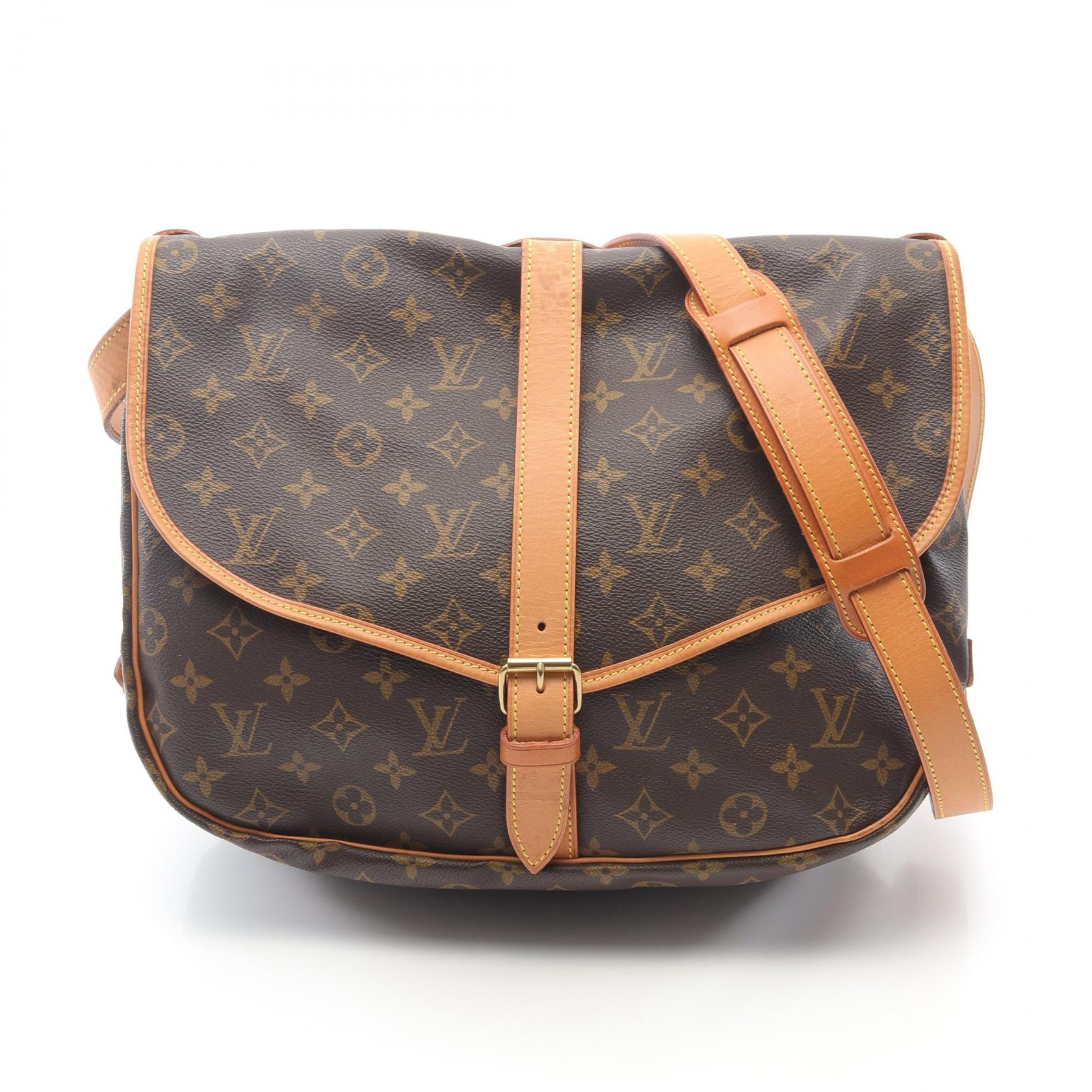 ルイ・ヴィトン LOUIS VUITTON ソミュール35 ショルダーバッグ バッグ PVCコーティングキャンバス レザー モノグラム レディース ブラウン系 M42254 【中古】