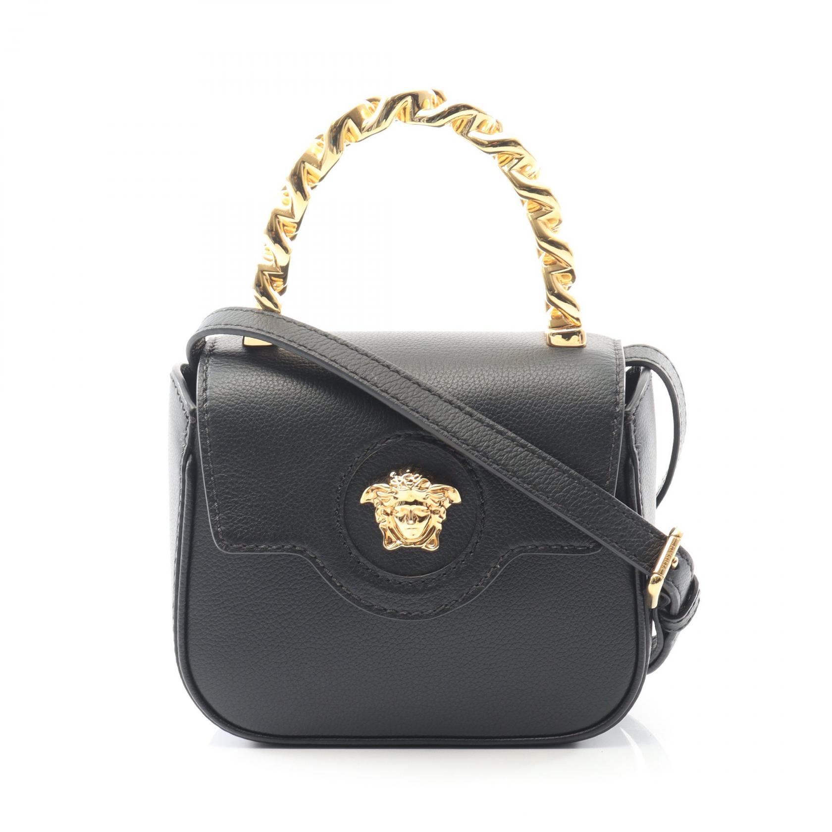 ≪5%OFFクーポン&まとめ買い10% ~7/26 9:59〆≫ヴェルサーチ VERSACE ラ メデューサ ハンドバッグ バッグ レザー レディース ブラック系 【中古】|BRANDOFF TOKYO