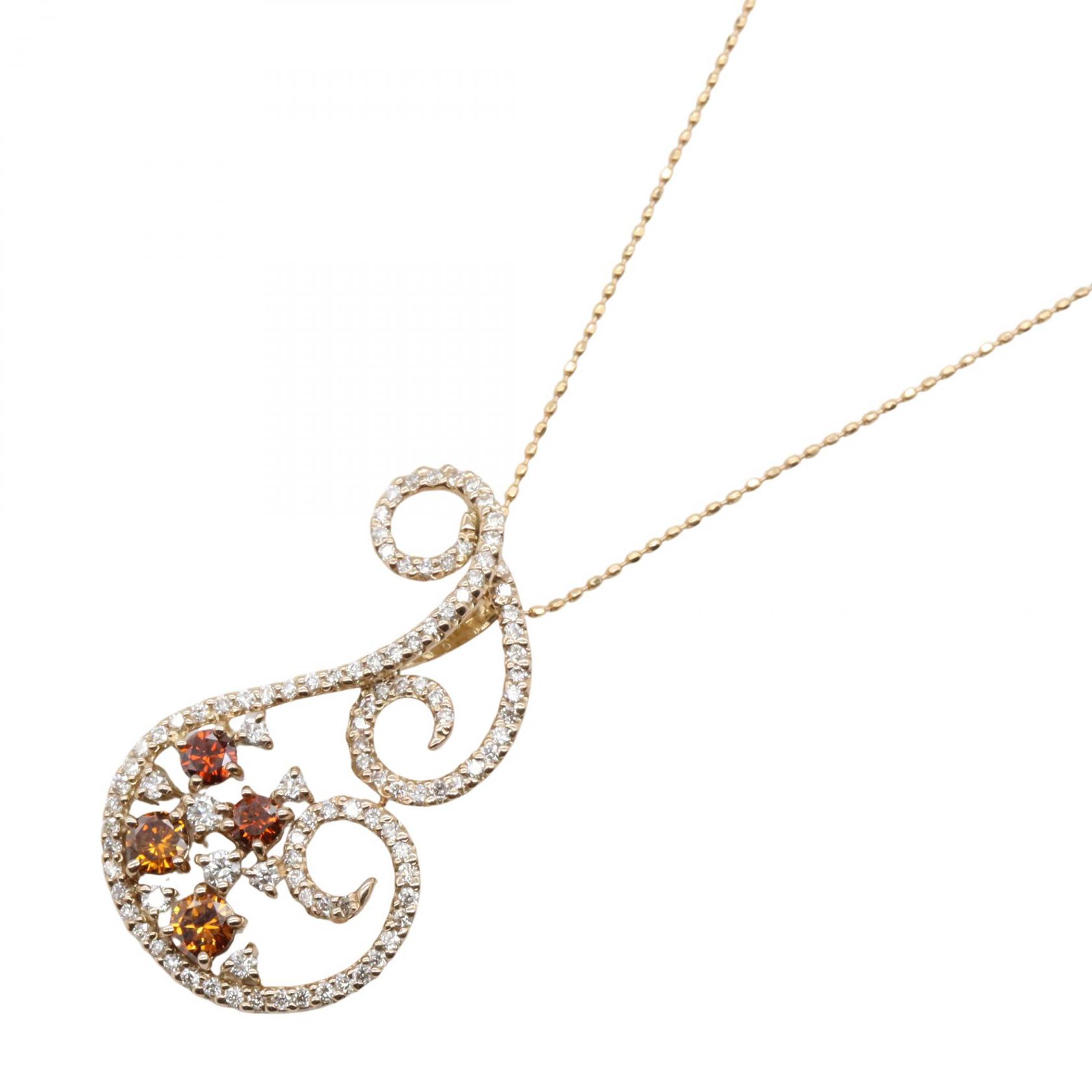 ジュエリー JEWELRY ダイヤモンド ネックレス ネックレス ジュエリー K18PG（ピンクゴールド） ダイヤモンド レディース ゴールド系 / クリア系 / ブラウン系 ﾀﾞｲﾔ 6.3g 【中古】