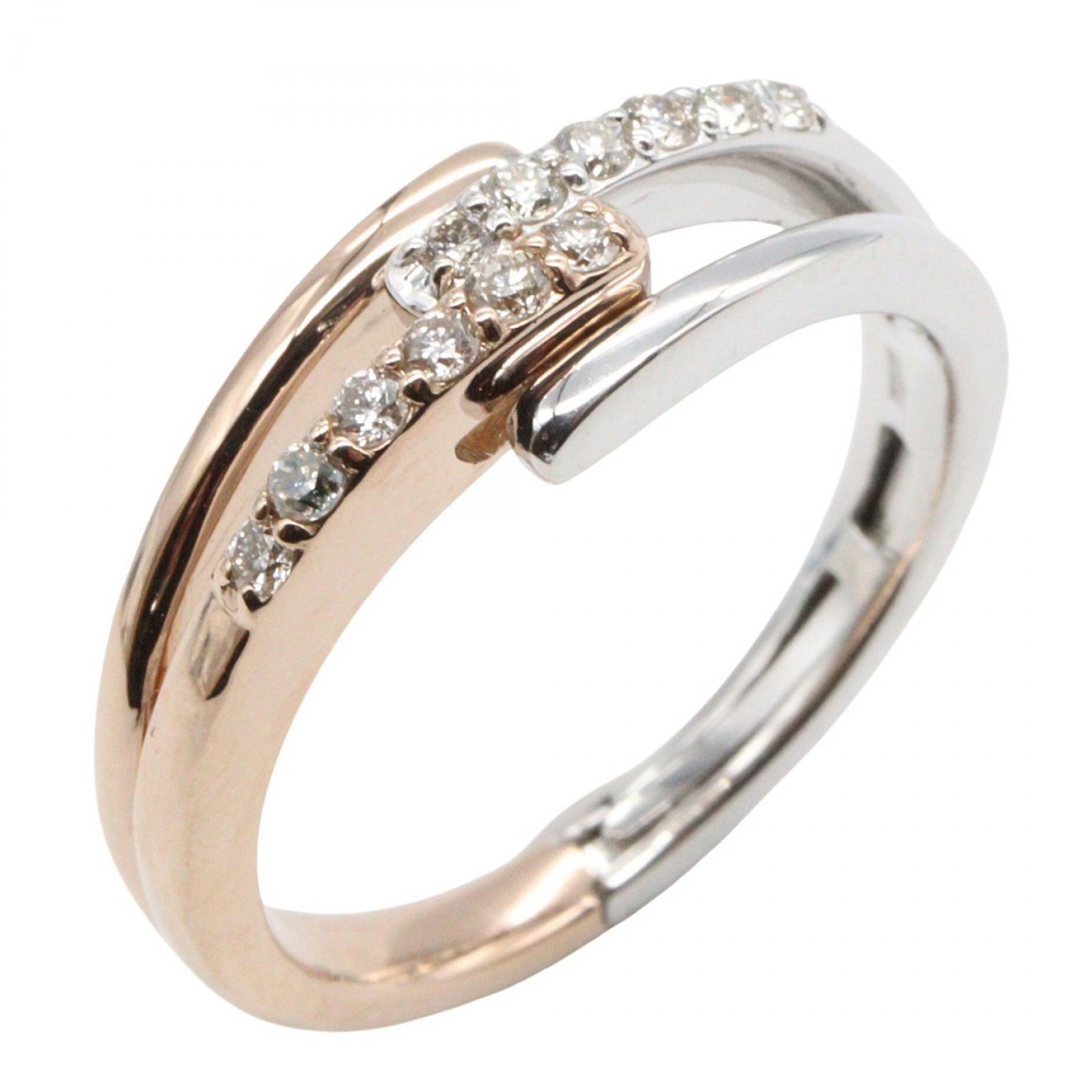 ≪5％OFFクーポン対象＆まとめ買い10%OFF≫ジュエリー JEWELRY ダイヤモンド リング リング・指輪 ジュエリー K18WG（ホワイトゴールド） K18PG（ピンクゴールド） ダイヤモンド レディース シルバー系 / ゴールド系 / クリア系 ﾀﾞｲﾔ 5.7g 【中古】