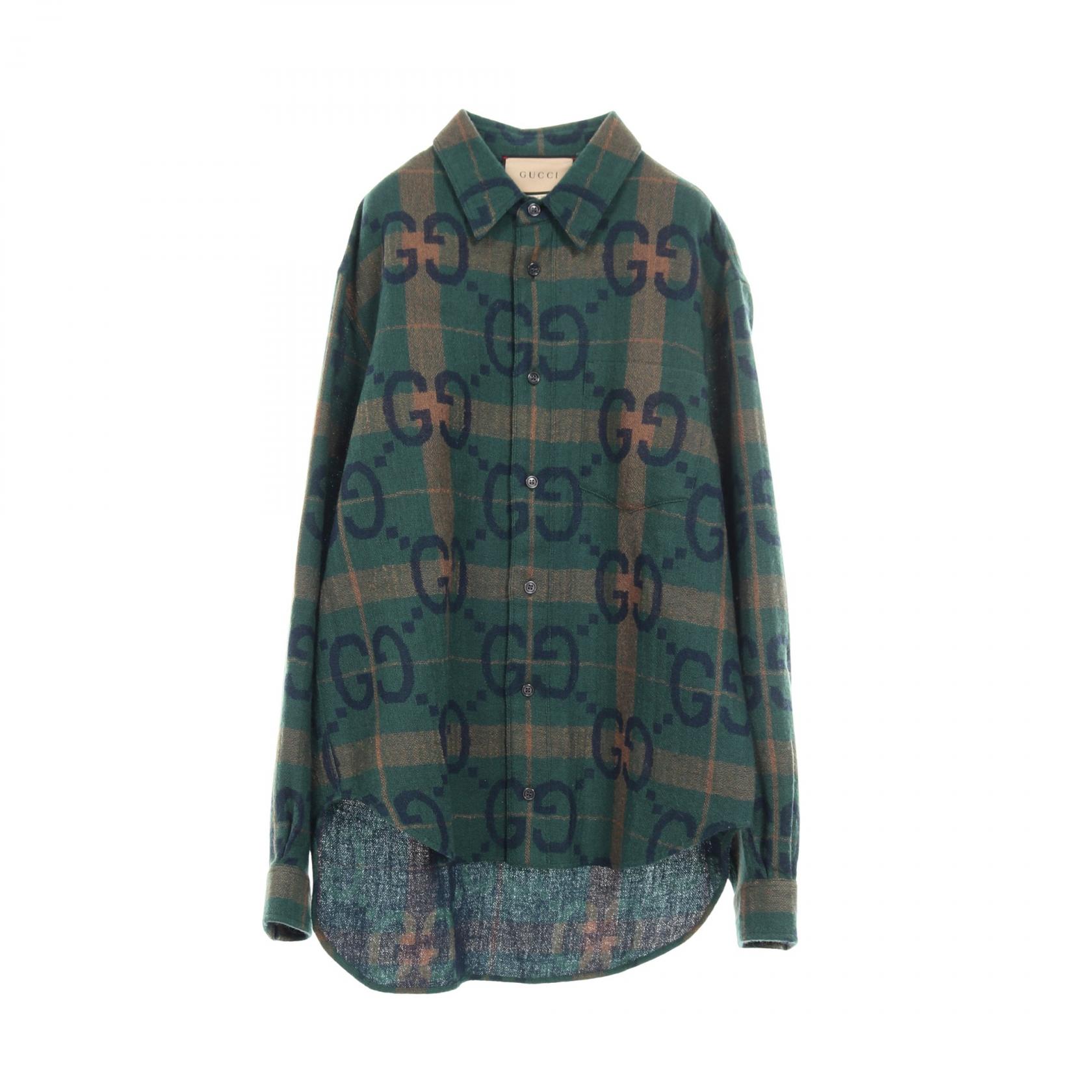楽天市場】GUCCI グッチ ジャンボGGチェック ウール シャツ ウール