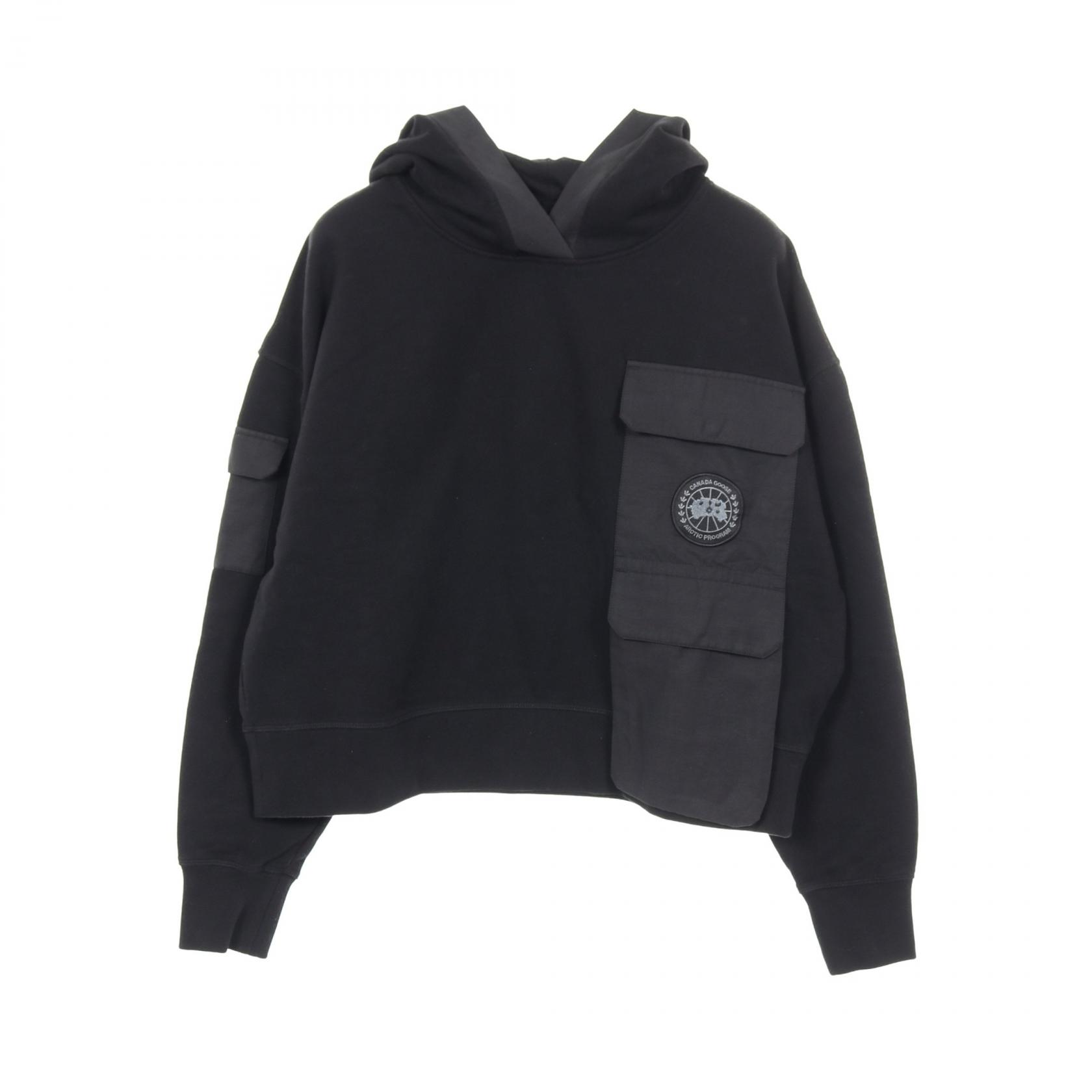 ≪5%OFFクーポン＆まとめ買い10% ～7/26 9:59〆≫カナダグース CANADA GOOSE イェーツ フーディー パーカー 衣料品 トップス コットン レディース ブラック系 7079W 【中古】｜BRANDOFF TOKYO