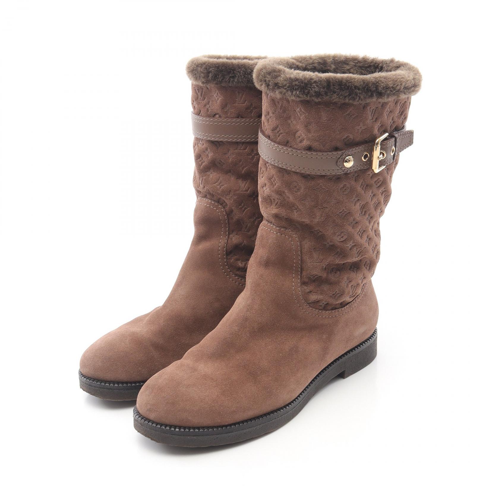 美品 ルイヴィトン モノグラム ムートン スエード ロングブーツ 35 1/2 LOUIS VUITTON - 美品LOUIS VUITTON 日本限定色 ムートンブーツの通販