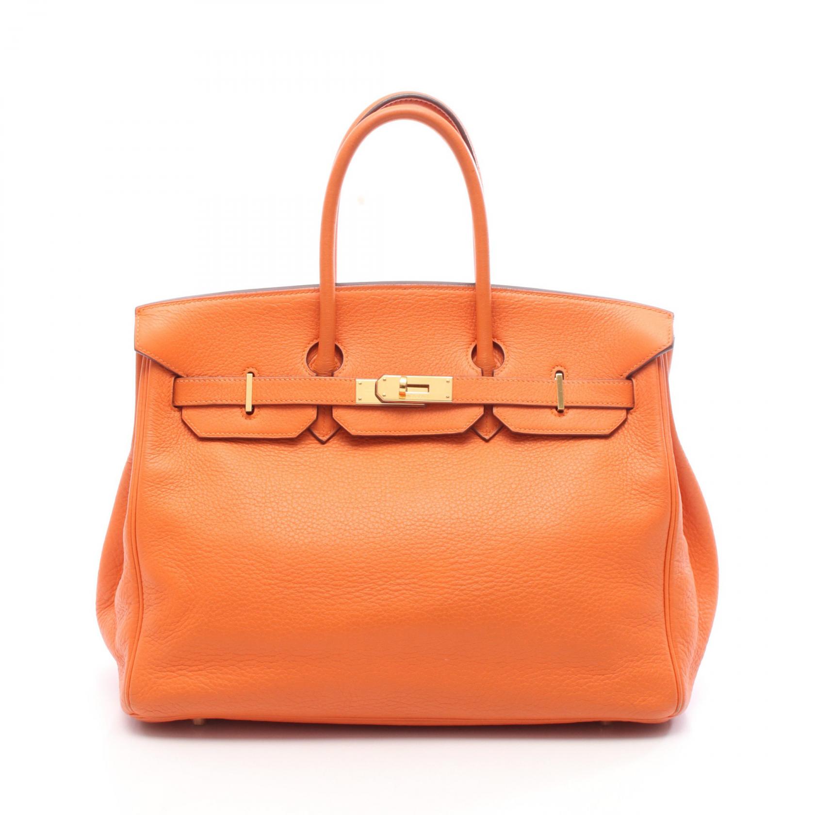 【ポイント5倍｜4/18 0:00～4/20 23:59】エルメス HERMES バーキン35 ハンドバッグ バッグ トリヨンクレマンス トリヨンクレマンス レディース オレンジ系 【中古】