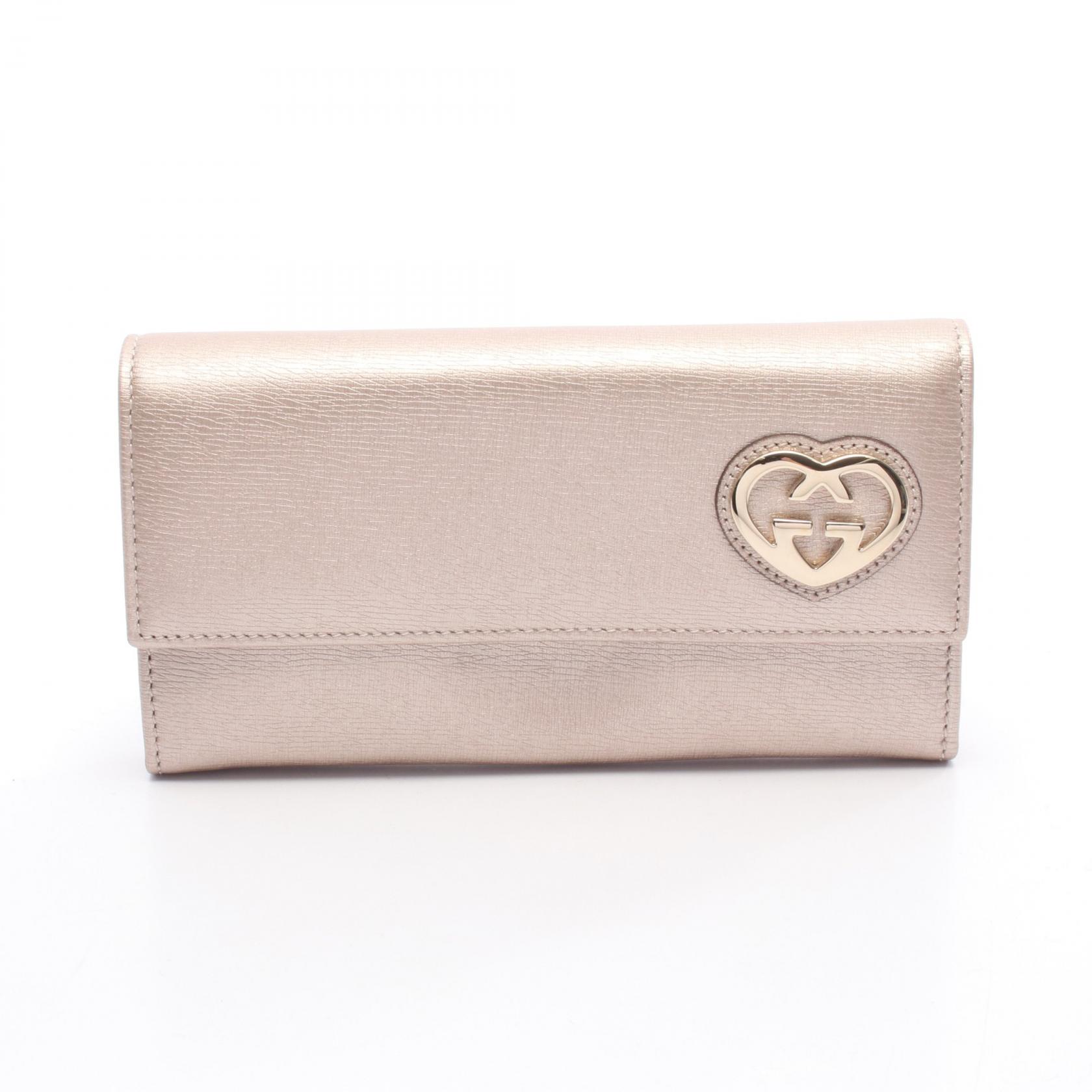 【2千円OFFクーポン対象】グッチ GUCCI ラブリー 二つ折り長財布 財布 レザー レディース ピンク系 251861 【中古】