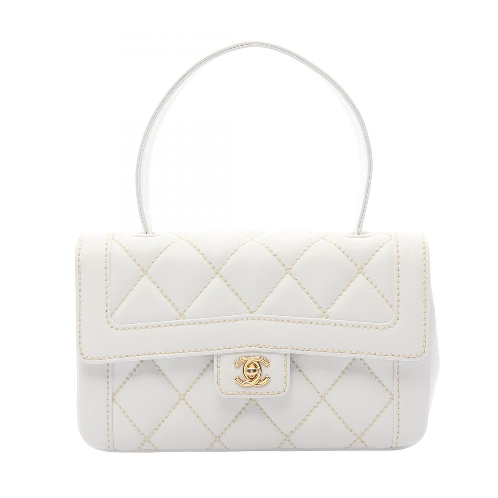≪5％OFFクーポン対象＆まとめ買い10%OFF≫シャネル CHANEL ワイルドステッチ ハンドバッグ バッグ レザー レディース ホワイト系 【中古】 238,500円