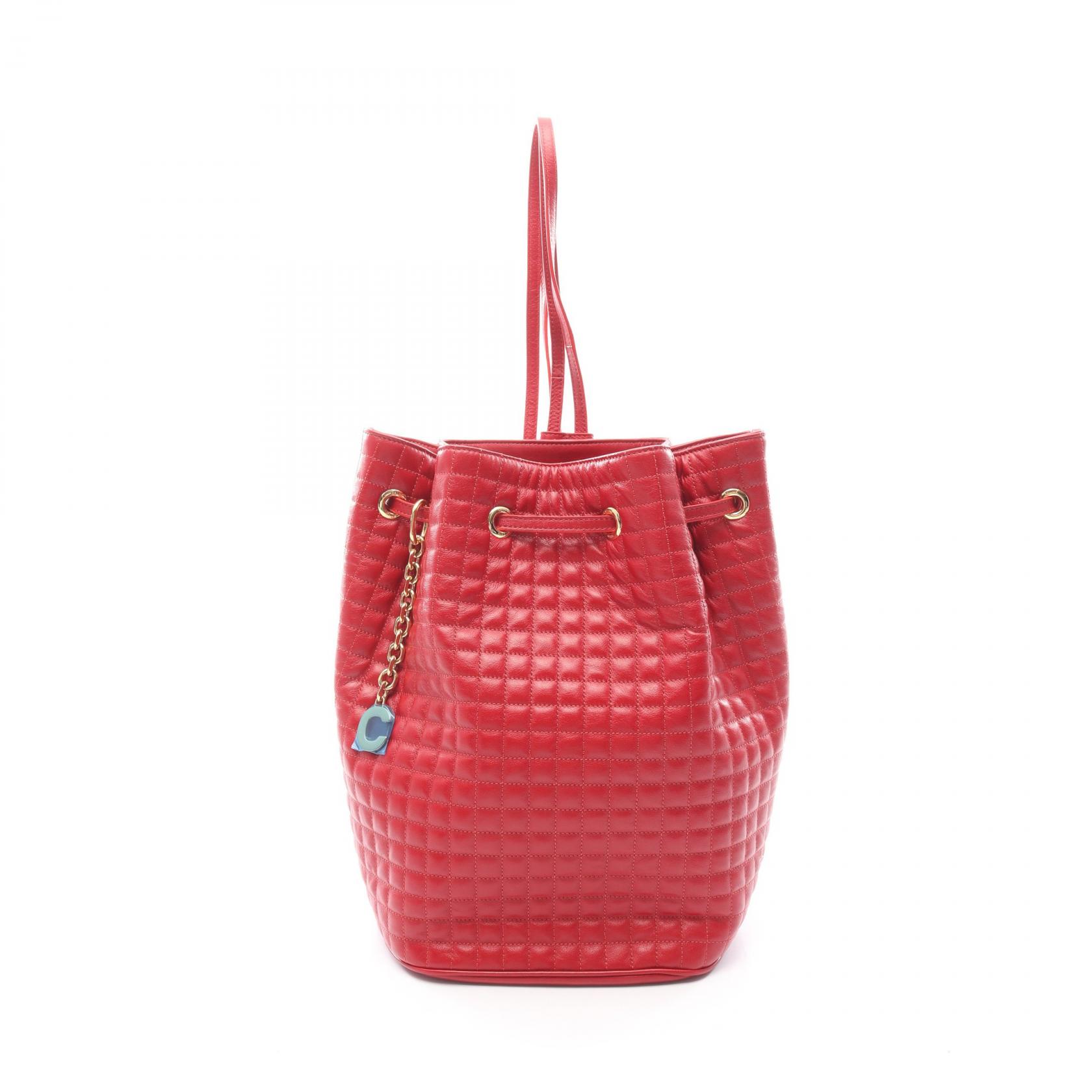 【5千円OFFクーポン対象】セリーヌ CELINE Cチャーム スモール リュックサック バックパック バッグ レザー レディース レッド系 188373BFI 【中古】