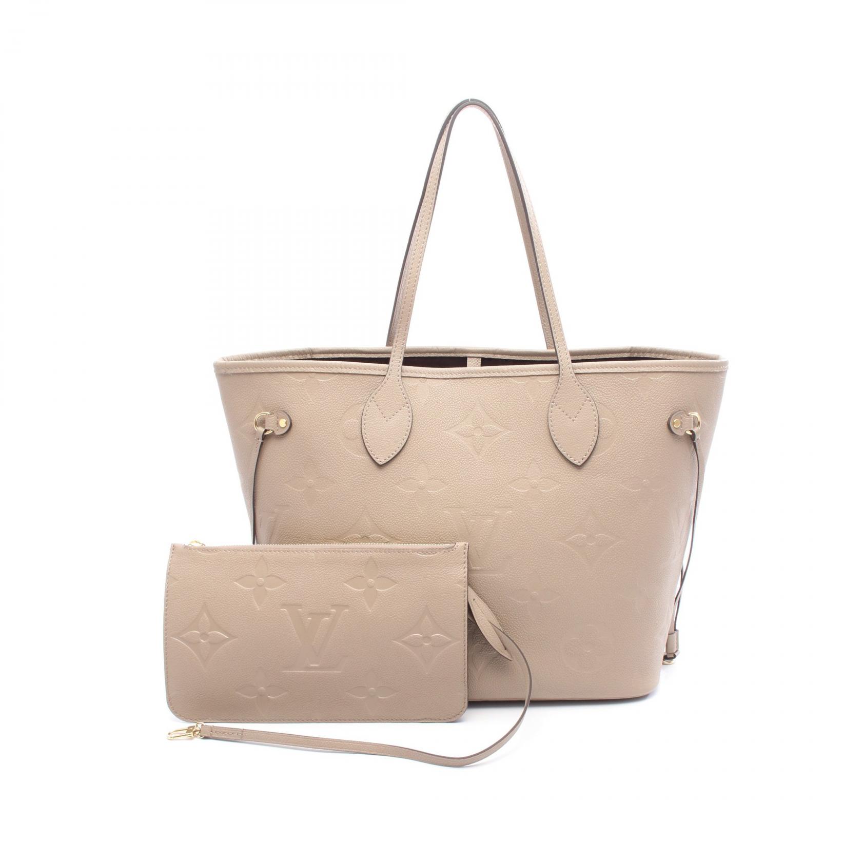 ≪5％OFFクーポン対象＆まとめ買い10%OFF≫ルイ・ヴィトン LOUIS VUITTON ネヴァーフルMM モノグラムアンプラント トゥルトレール トートバッグ バッグ レザー レディース ベージュ系 M45686 【中古】
