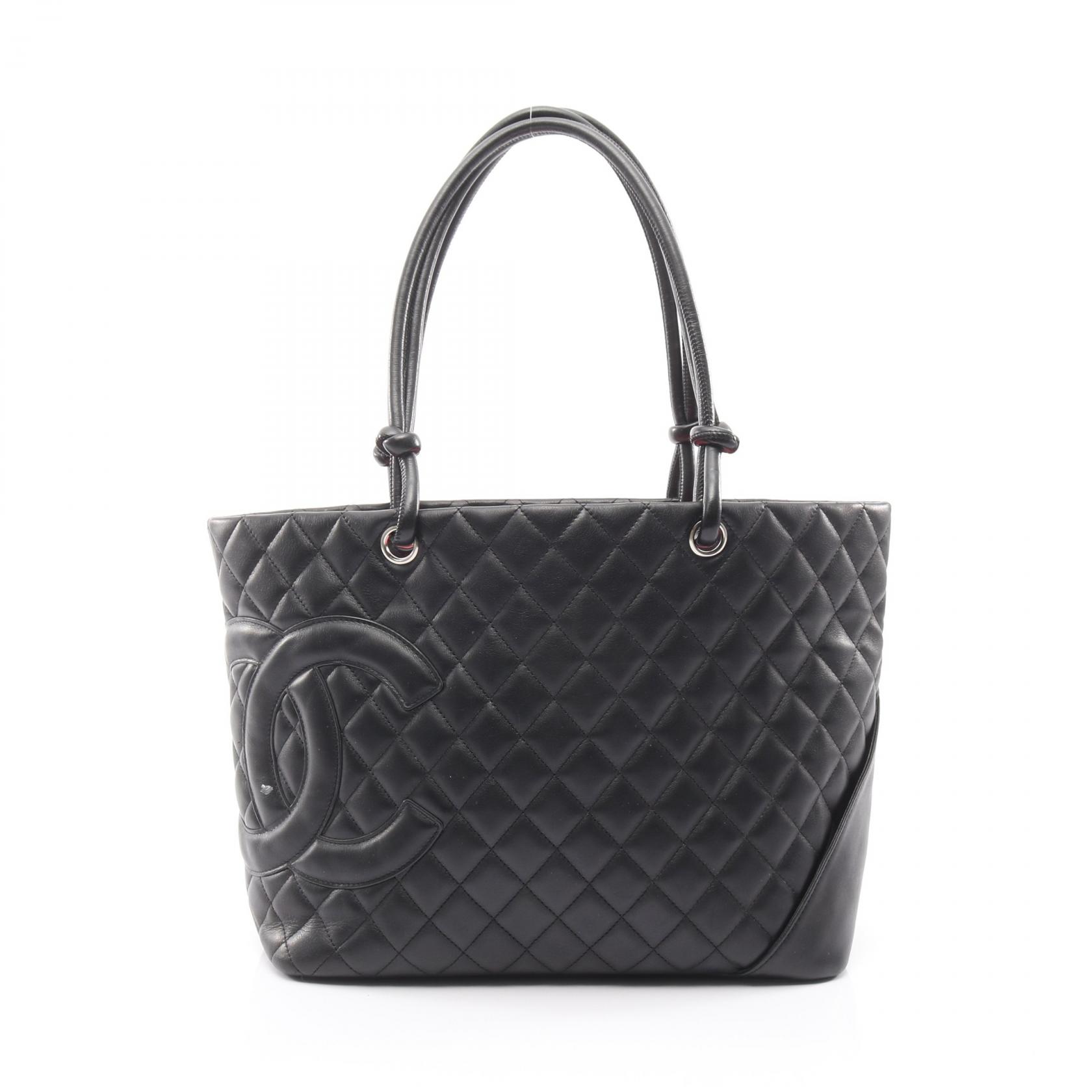シャネル CHANEL カンボンライン ラージ トートバッグ バッグ レザー レディース ブラック系 【中古】
