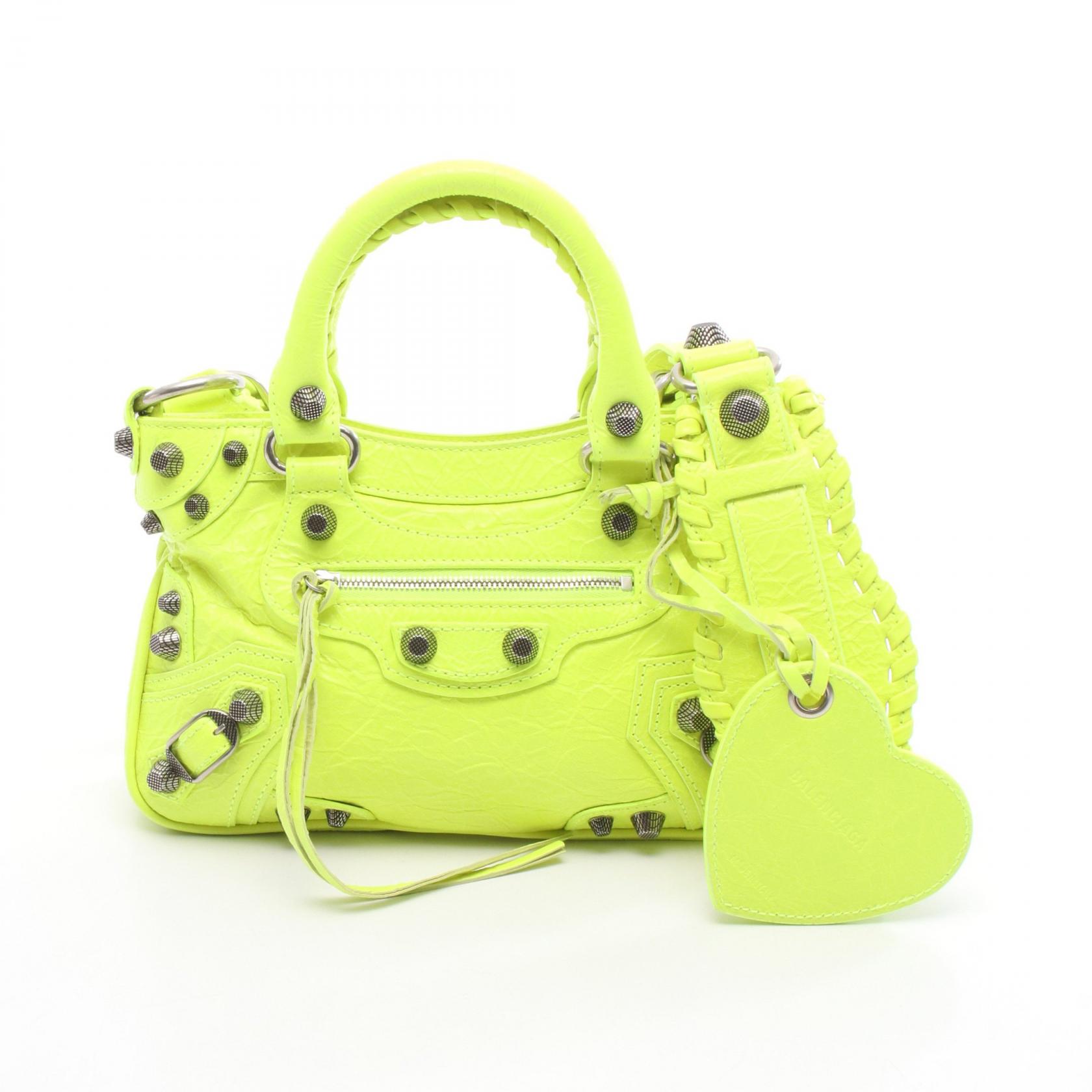≪5％OFFクーポン対象＆まとめ買い10%OFF≫バレンシアガ BALENCIAGA ネオ カゴール S ハンドバッグ バッグ レザー レディース イエロー系 【中古】