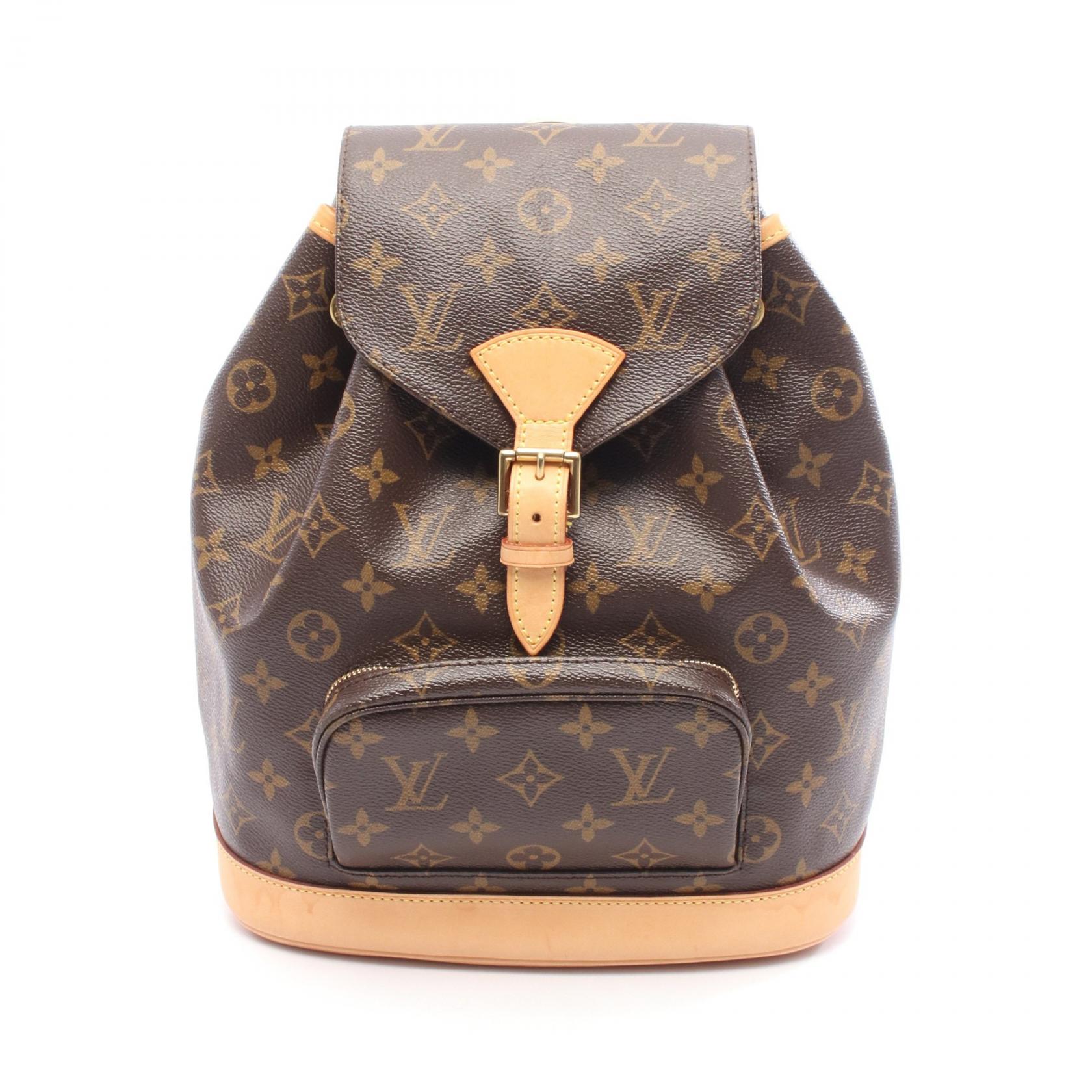 【1万円OFFクーポン対象】ルイ・ヴィトン LOUIS VUITTON モンスリMM モノグラム リュックサック バックパック バッグ PVCコーティングキャンバス レザー モノグラム レディース ブラウン系 M51136 【中古】