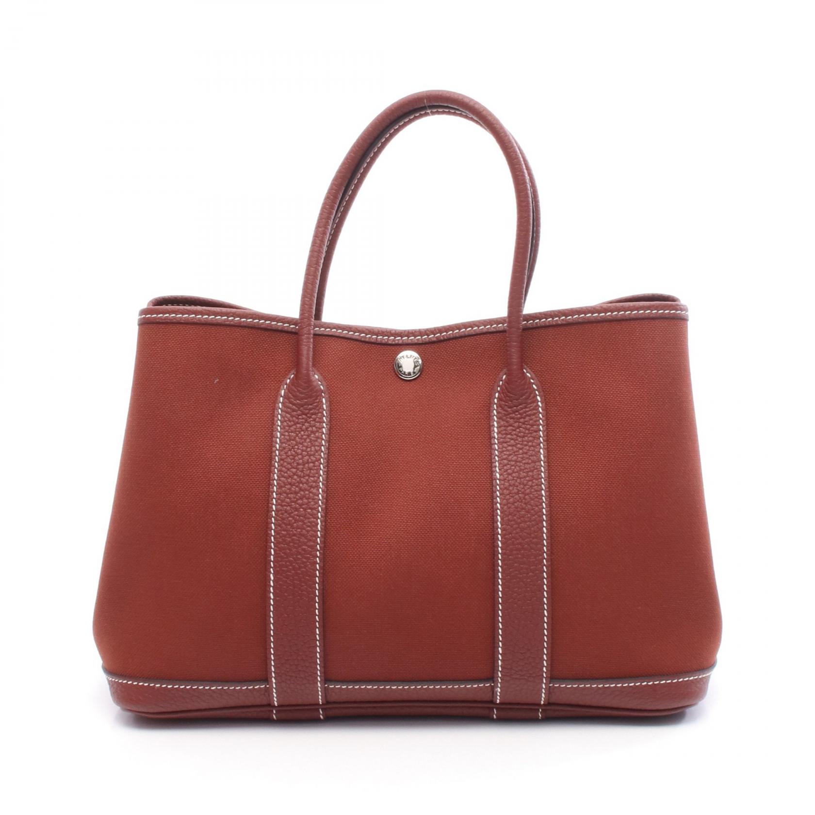 【3万円OFFクーポン対象】エルメス HERMES ガーデンパーティTPM トートバッグ バッグ キャンバス レザー トワルミリタリー / ネゴンダ トワルミリタリー レディース ボルドー系 【中古】 236,500円