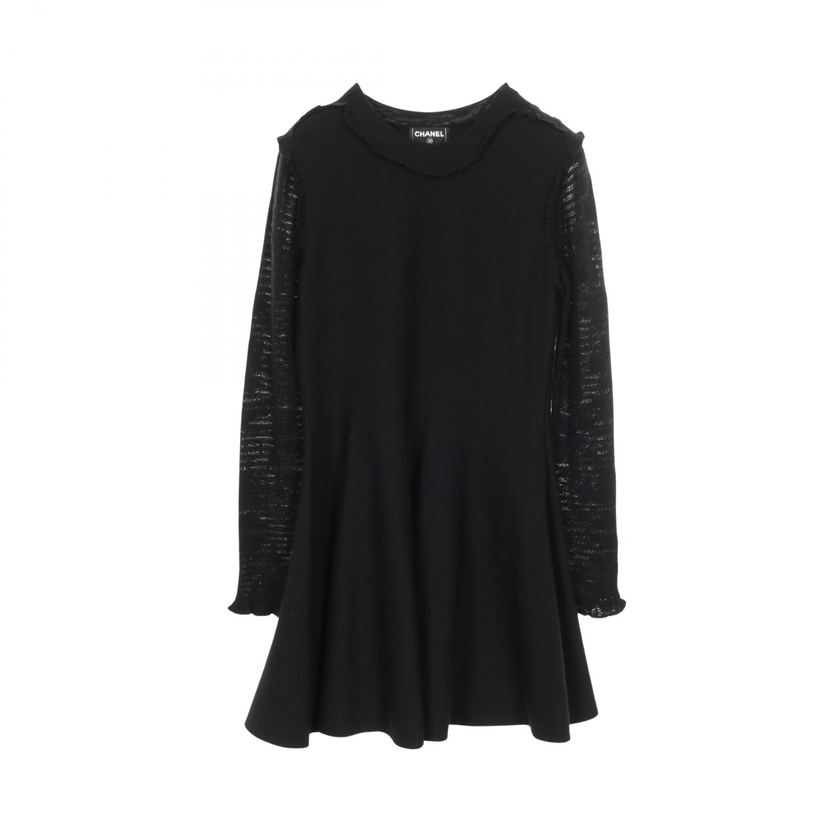 ≪5%OFFクーポン＆まとめ買い10% ～7/26 9:59〆≫シャネル CHANEL ロゴボタン ワンピース 衣料品 トップス シルク カシミヤ レディース ブラック系 【中古】｜BRANDOFF TOKYO
