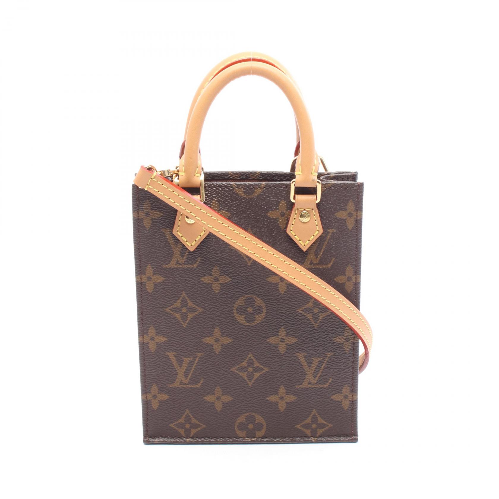 ≪5％OFFクーポン対象＆まとめ買い10%OFF≫ルイ・ヴィトン LOUIS VUITTON プティット サックプラ ハンドバッグ バッグ PVCコーティングキャンバス レザー モノグラム レディース ブラウン系 M69442 【中古】