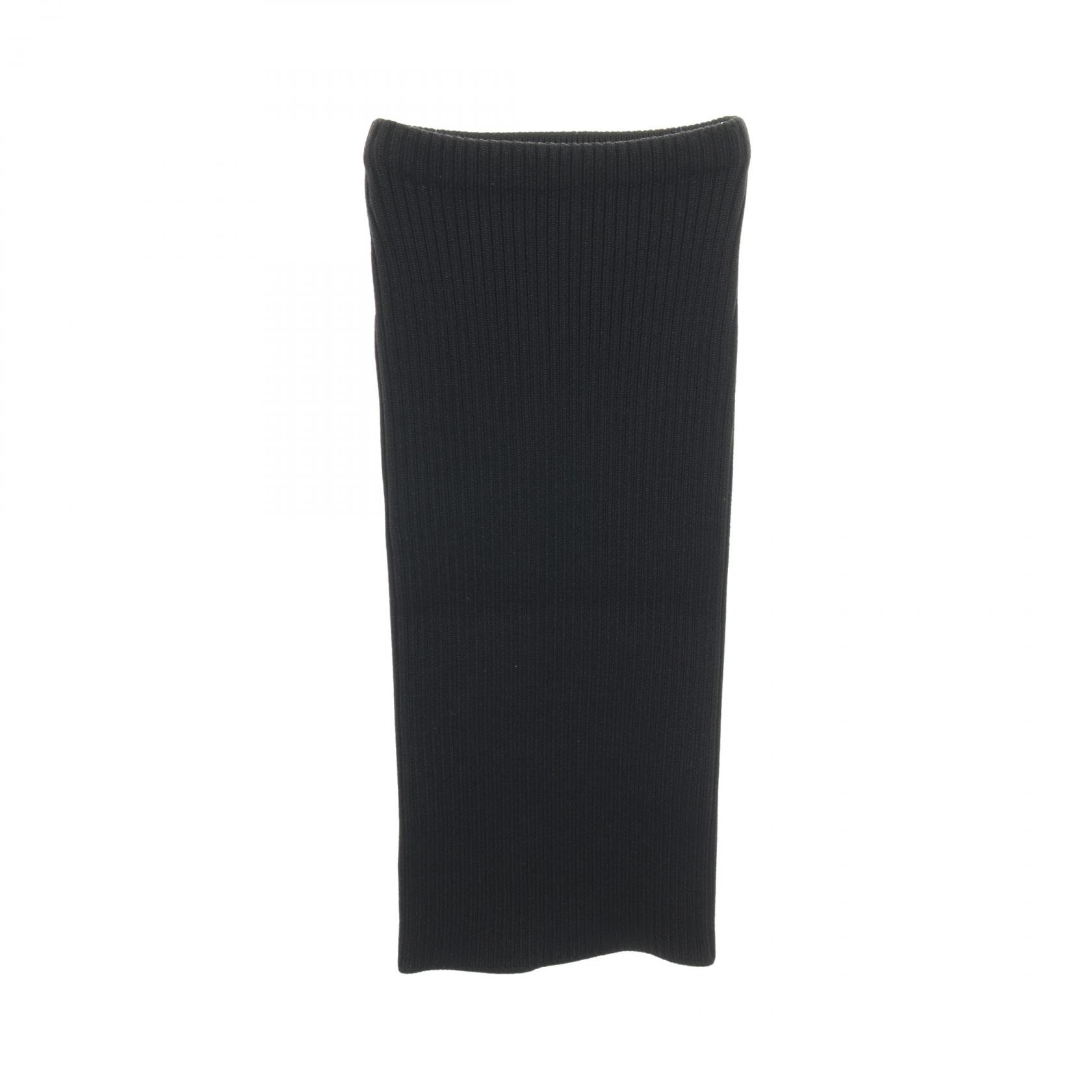 PRADA スリムフィット 工場 リブニット スカート ウール ブラック