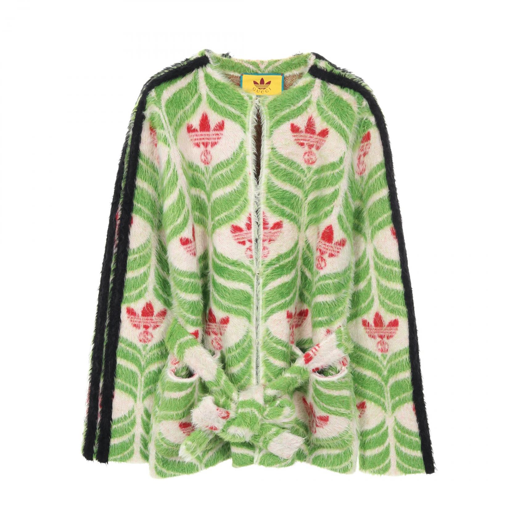 ≪5%OFFクーポン&まとめ買い10% ~7/26 9:59〆≫グッチ GUCCI GUCCI × adidas トレフォイル ニットジャケット カーディガン 衣料品 トップス ナイロン レディース グリーン系 / マルチカラー 717694 【中古】|BRANDOFF TOKYO