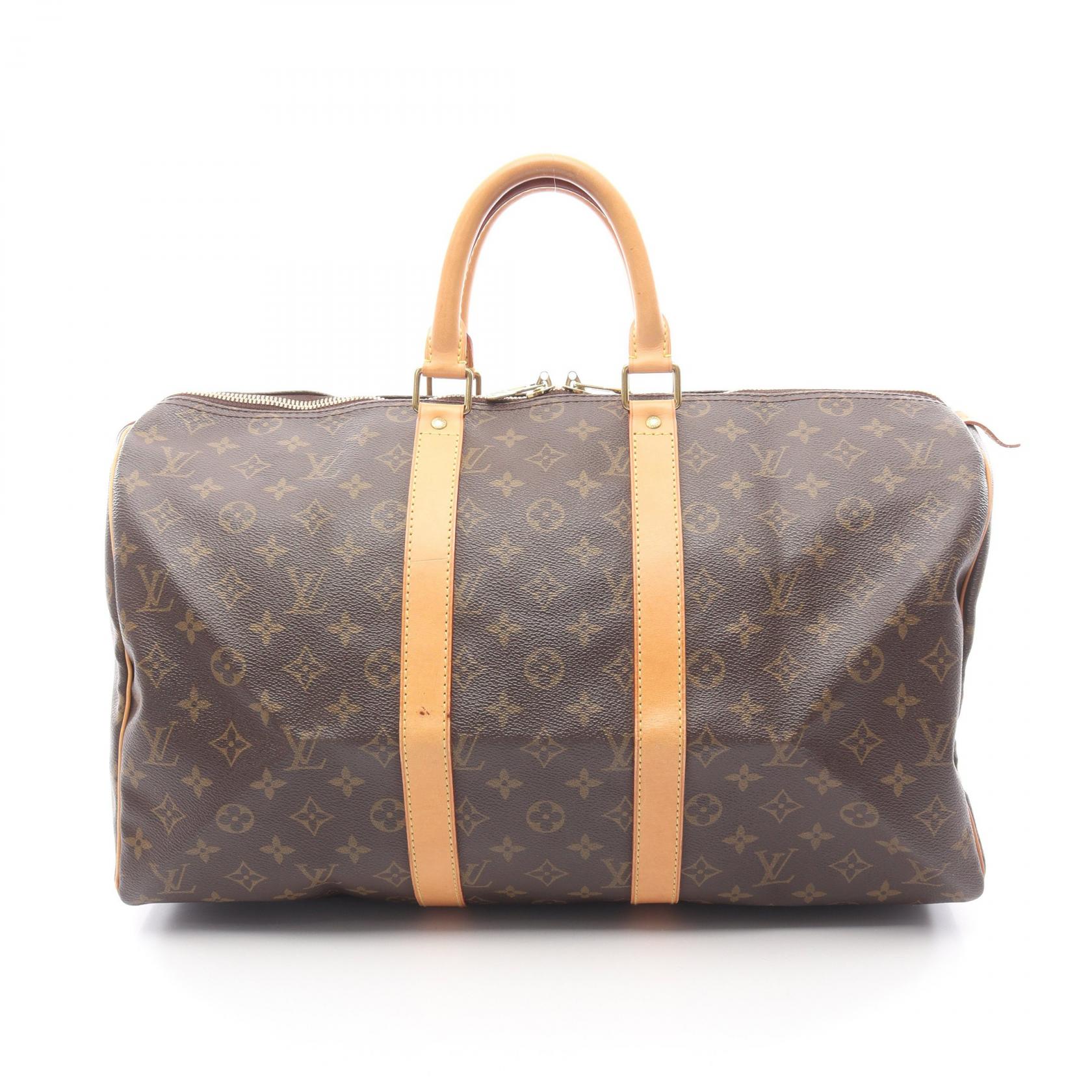 【5千円OFFクーポン対象】ルイ・ヴィトン LOUIS VUITTON キーポル45 ボストンバッグ バッグ PVCコーティングキャンバス レザー モノグラム メンズ レディース ブラウン系 M41428 【中古】