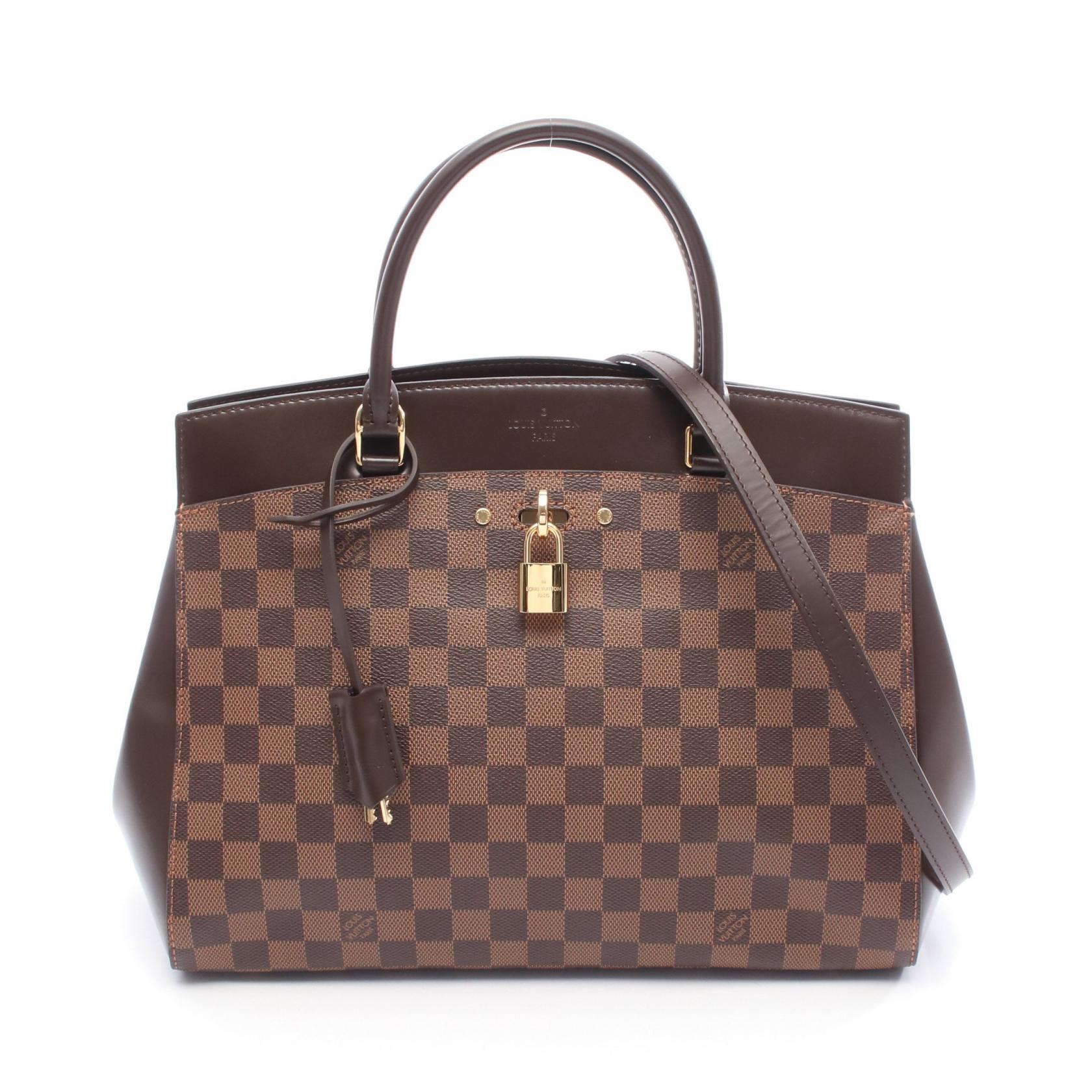 ≪5％OFFクーポン対象＆まとめ買い10%OFF≫ルイ・ヴィトン LOUIS VUITTON リヴォリMM ハンドバッグ バッグ PVCコーティングキャンバス レザー ダミエ レディース ブラウン系 N41150 【中古】