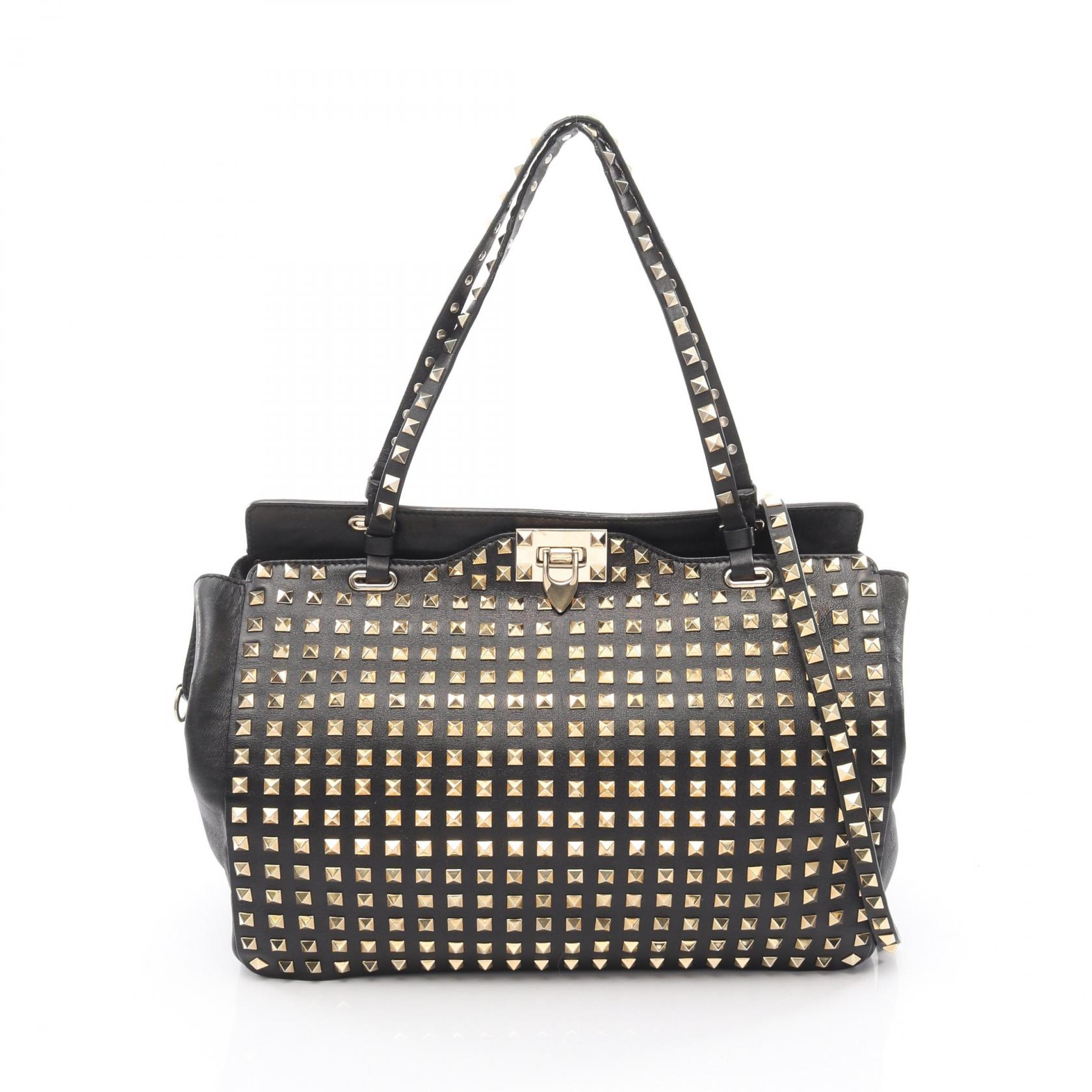 楽天市場】美品 VALENTINO ヴァレンティノ ロックスタッズ ブラック 黒