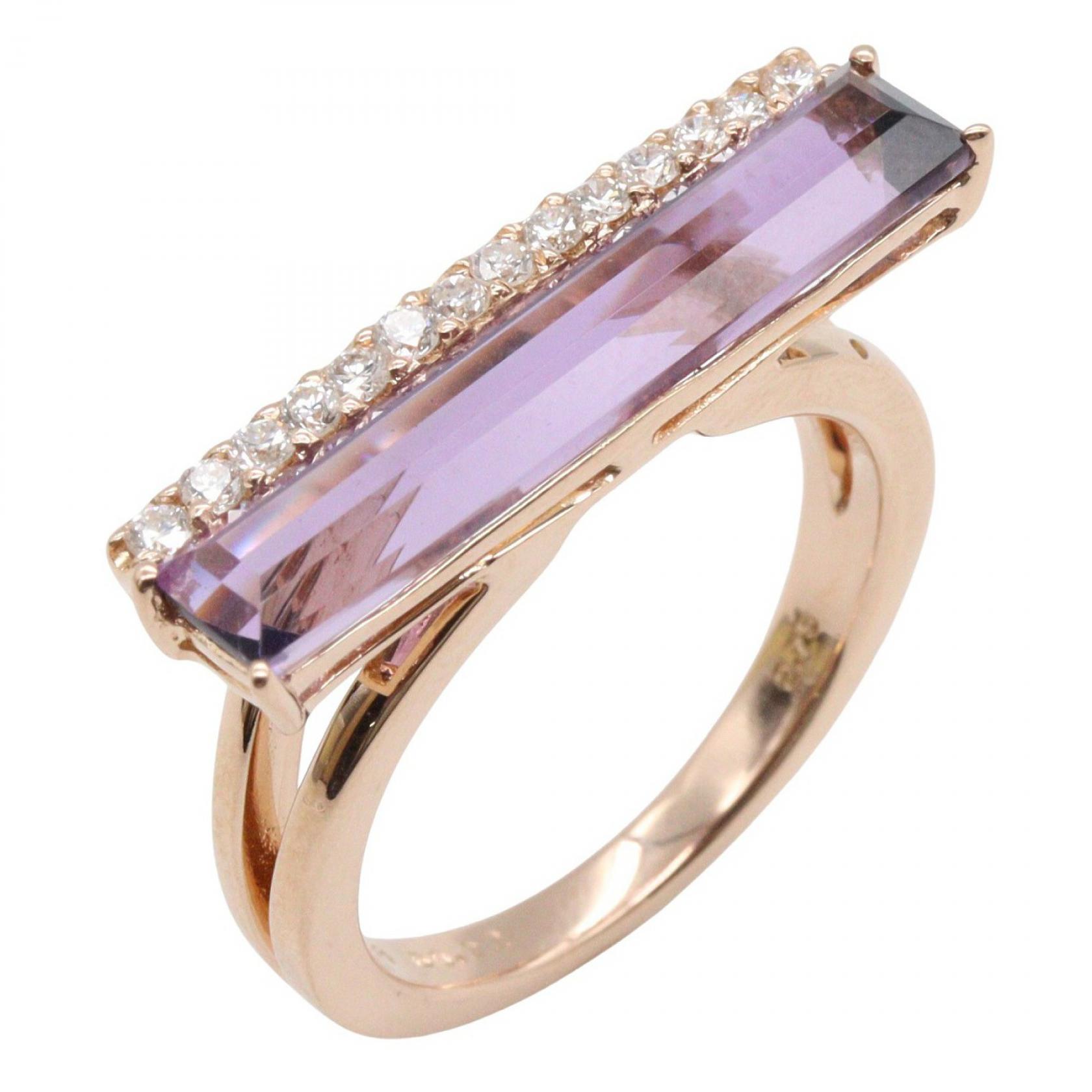 ≪5％OFFクーポン対象＆まとめ買い10%OFF≫ジュエリー JEWELRY アメジスト ダイヤモンド リング リング・指輪 ジュエリー K18PG（ピンクゴールド） ダイヤモンド アメジスト レディース ゴールド系 / パープル系 / クリア系 ｱﾒｼﾞｽﾄ 5.4g 【中古】