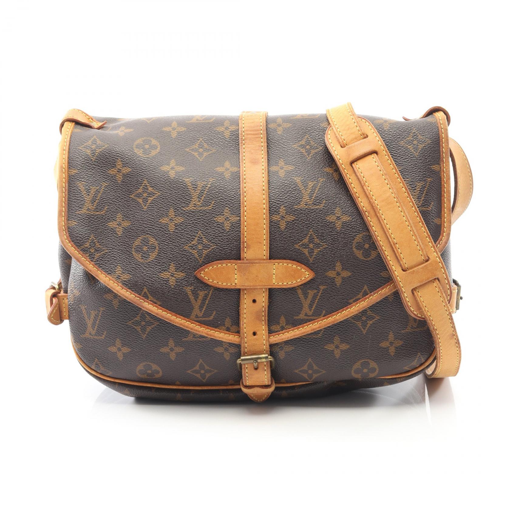 ≪5％OFFクーポン対象＆まとめ買い10%OFF≫ルイ・ヴィトン LOUIS VUITTON ソミュール30 ショルダーバッグ バッグ PVCコーティングキャンバス レザー モノグラム レディース ブラウン系 M42256 【中古】