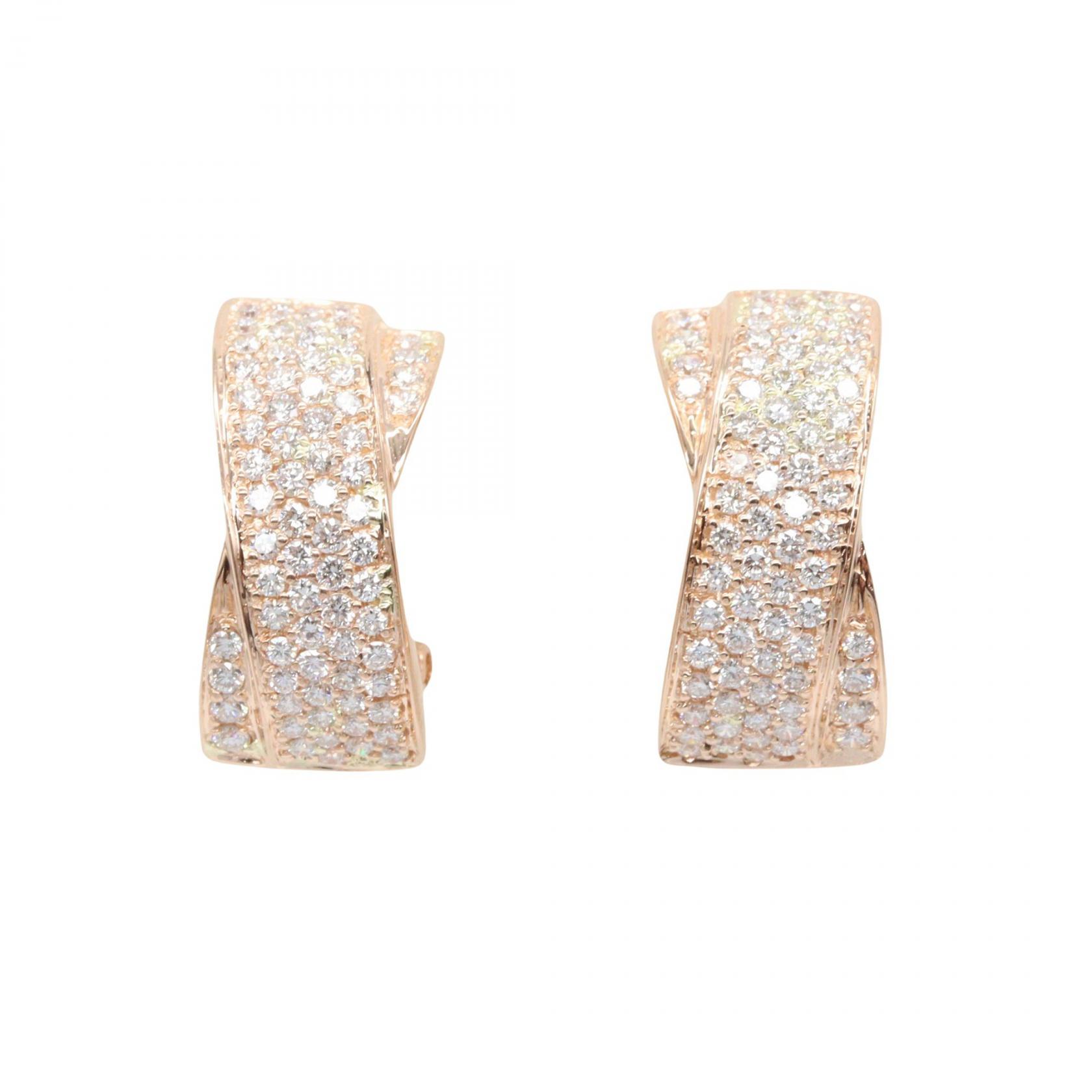 ≪5％OFFクーポン対象＆まとめ買い10%OFF≫クイーン Queen ダイヤモンド ピアス ピアス ジュエリー K18PG（ピンクゴールド） ダイヤモンド レディース ゴールド系 / クリア系 【中古】