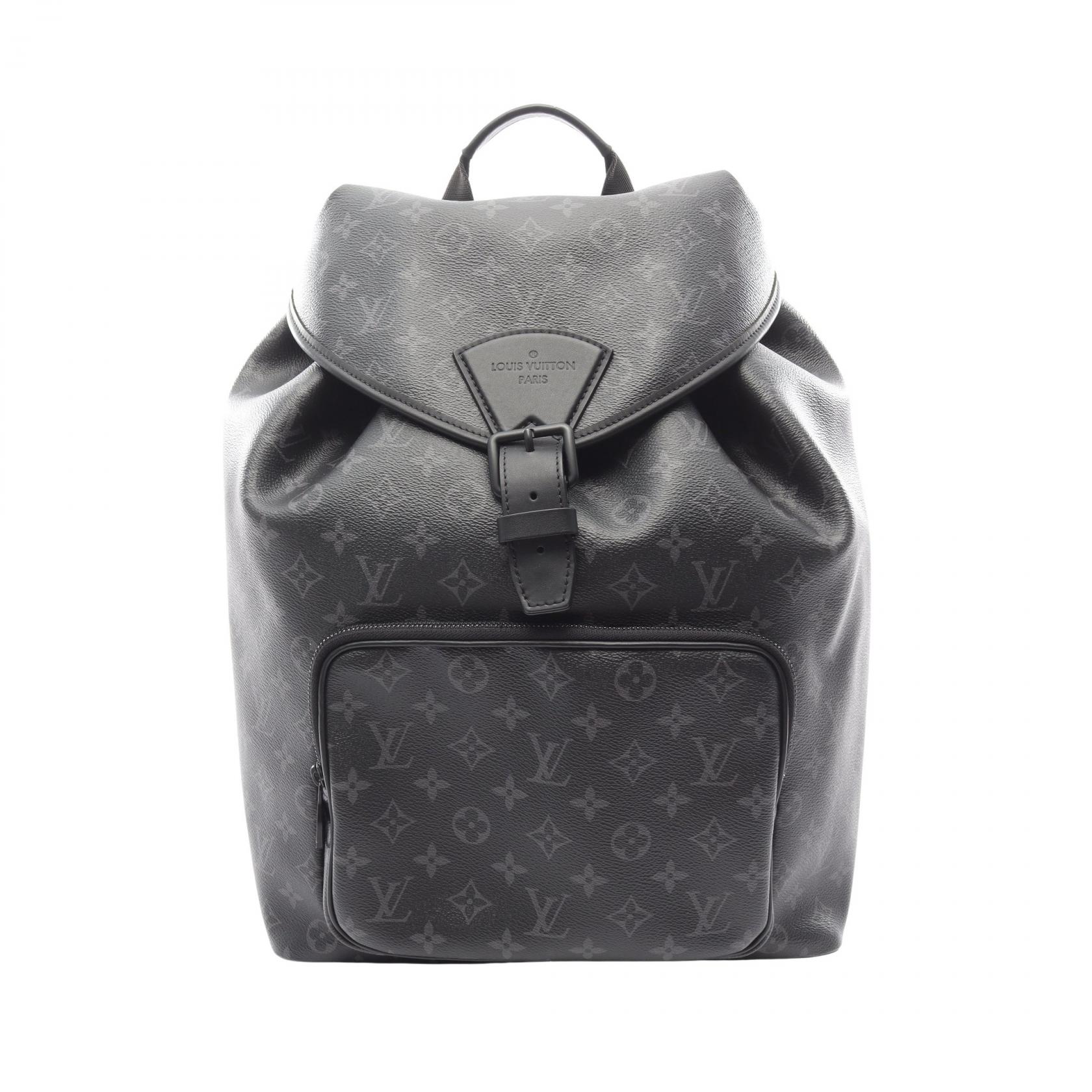 ≪5％OFFクーポン対象＆まとめ買い10%OFF≫ルイ・ヴィトン LOUIS VUITTON モンスリ リュックサック バックパック バッグ PVCコーティングキャンバス レザー モノグラム・エクリプス メンズ ブラック系 M46683 【中古】