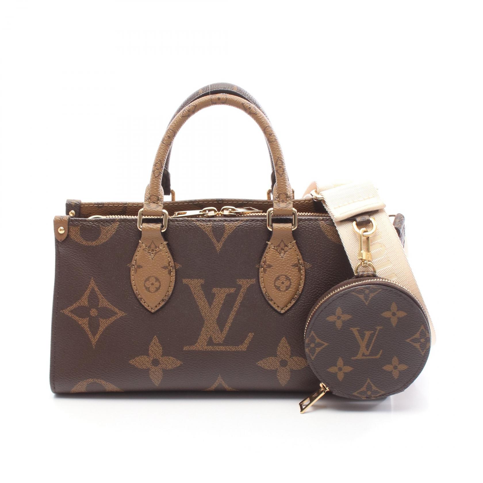 ≪5％OFFクーポン対象＆まとめ買い10%OFF≫ルイ・ヴィトン LOUIS VUITTON オンザゴー EW モノグラムジャイアント モノグラムリバース ハンドバッグ バッグ PVCコーティングキャンバス レディース ブラウン系 M46653 【中古】