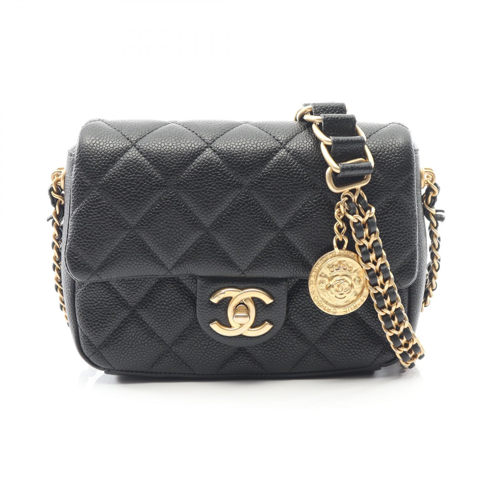 【ポイント5倍｜4/18 0:00～4/20 23:59】シャネル CHANEL マトラッセ カメリア ショルダーバッグ バッグ キャビアスキン(グレインドカーフ) レディース ブラック系 【中古】
