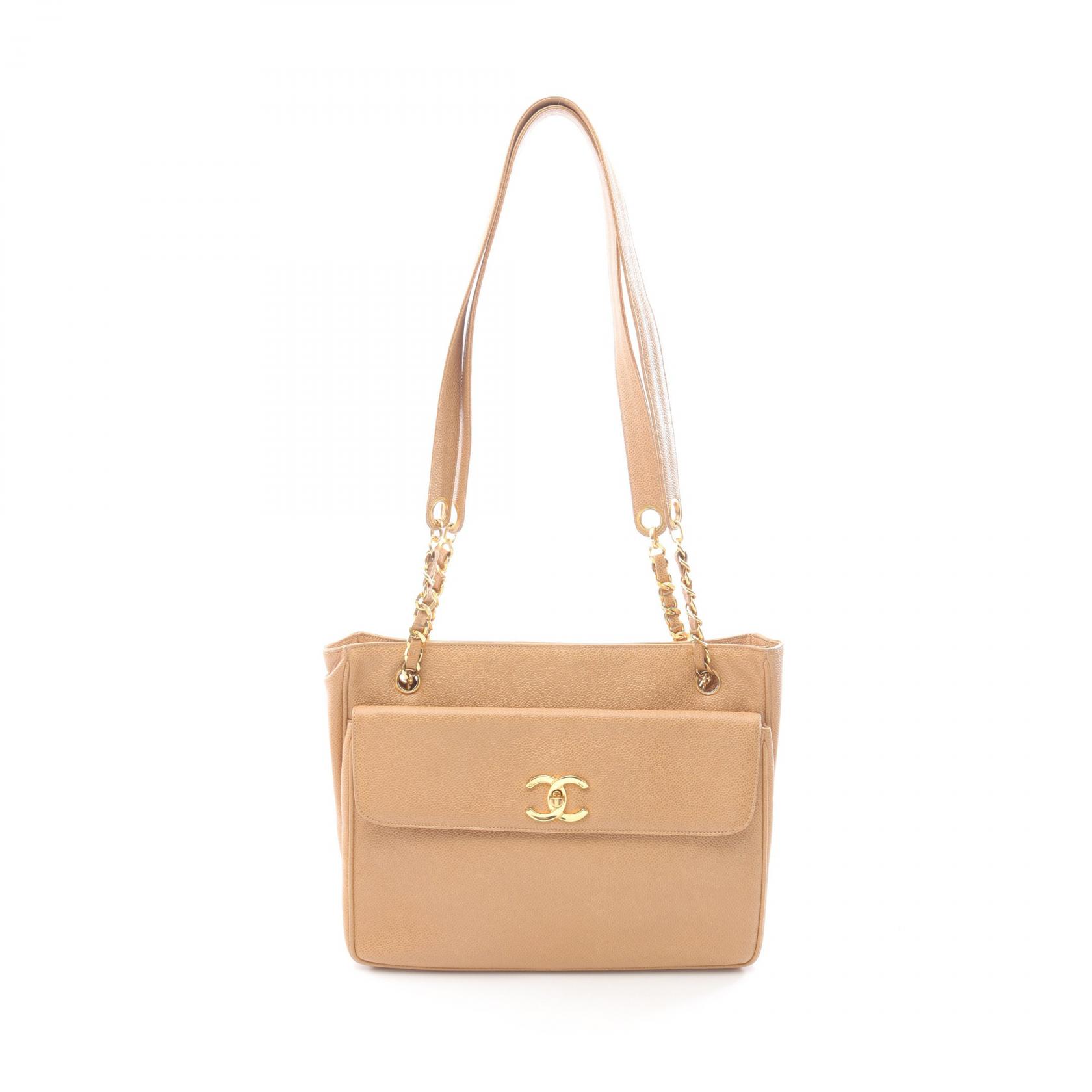 ≪5％OFFクーポン対象＆まとめ買い10%OFF≫シャネル CHANEL ココマーク トートバッグ バッグ キャビアスキン(グレインドカーフ) レディース ベージュ系 【中古】